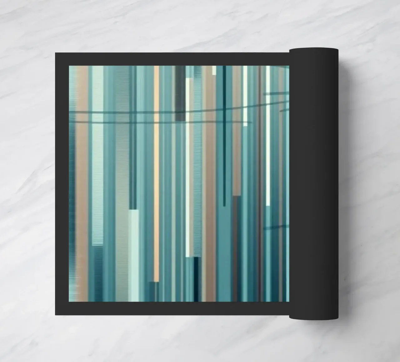 Linee verticali astratte blu e marroni Stampa d'arte digitale zerbino da Artistic-shop