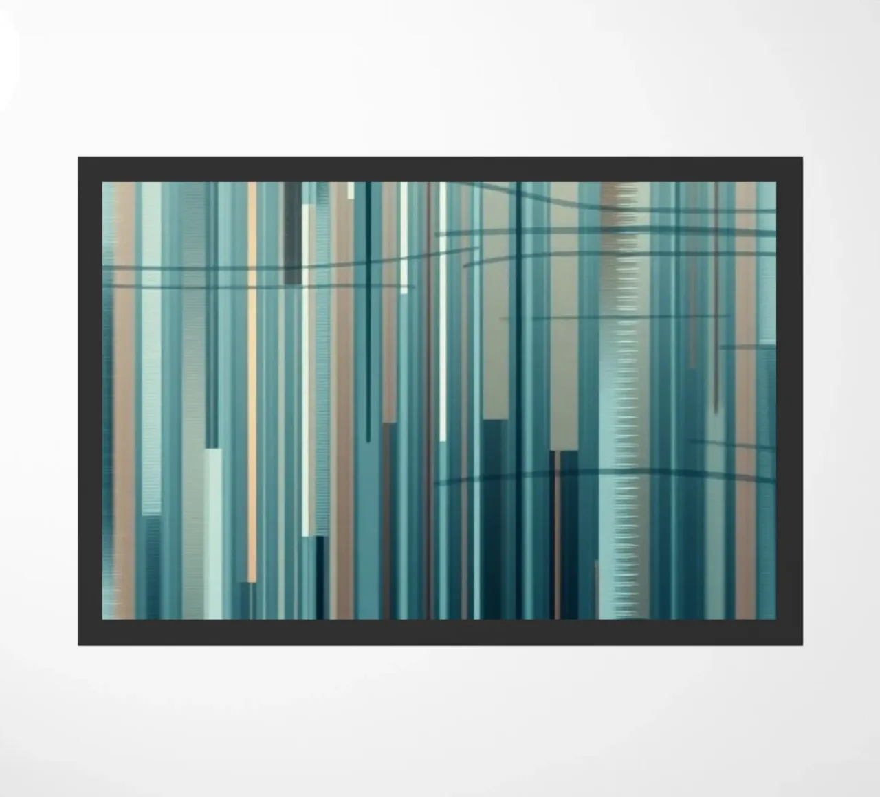 Linee verticali astratte blu e marroni Stampa d'arte digitale zerbino da Artistic-shop