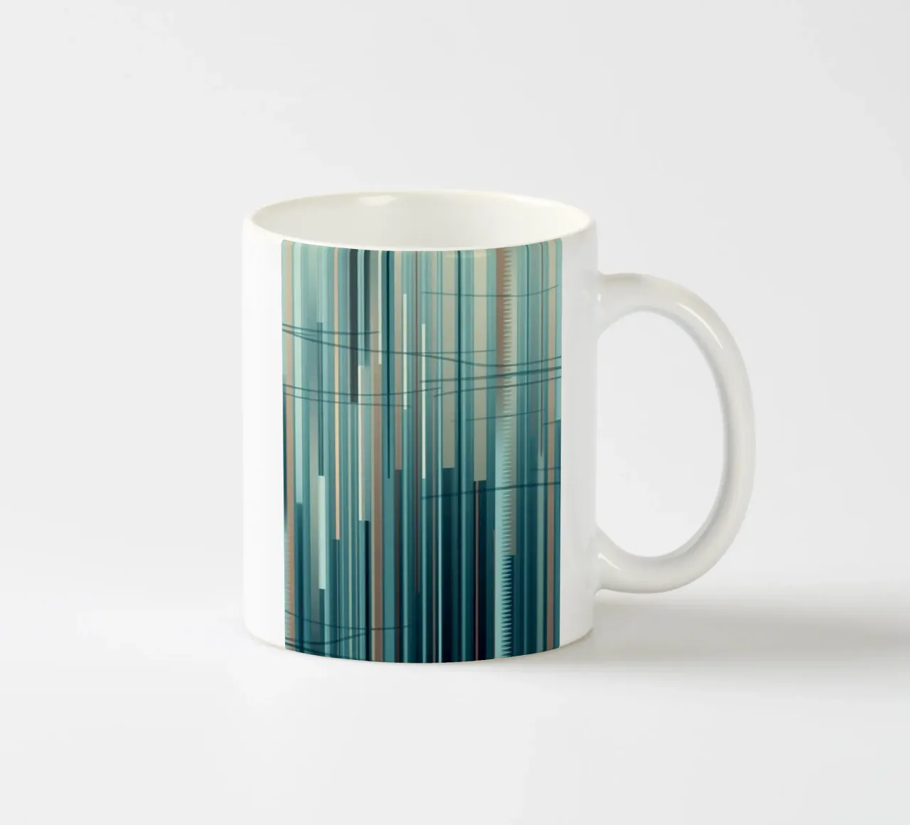 Linee verticali astratte blu e marroni Stampa d'arte digitale tazza in ceramica da Artistic-shop