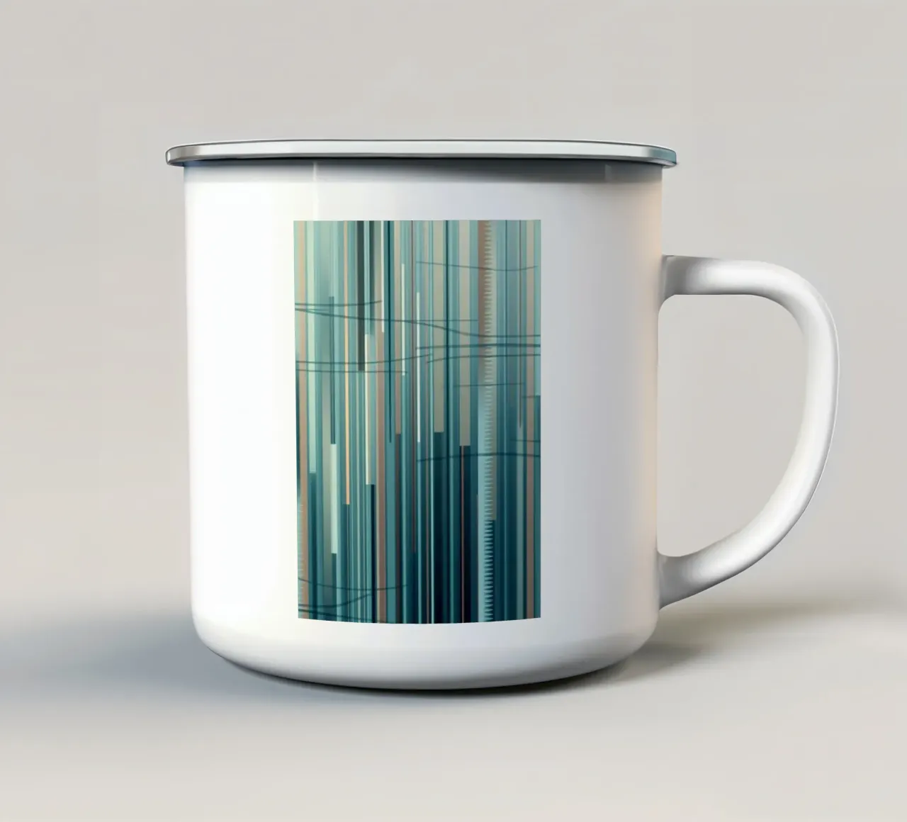 Linee verticali astratte blu e marroni Stampa d'arte digitale tazza in smalto da Artistic-shop