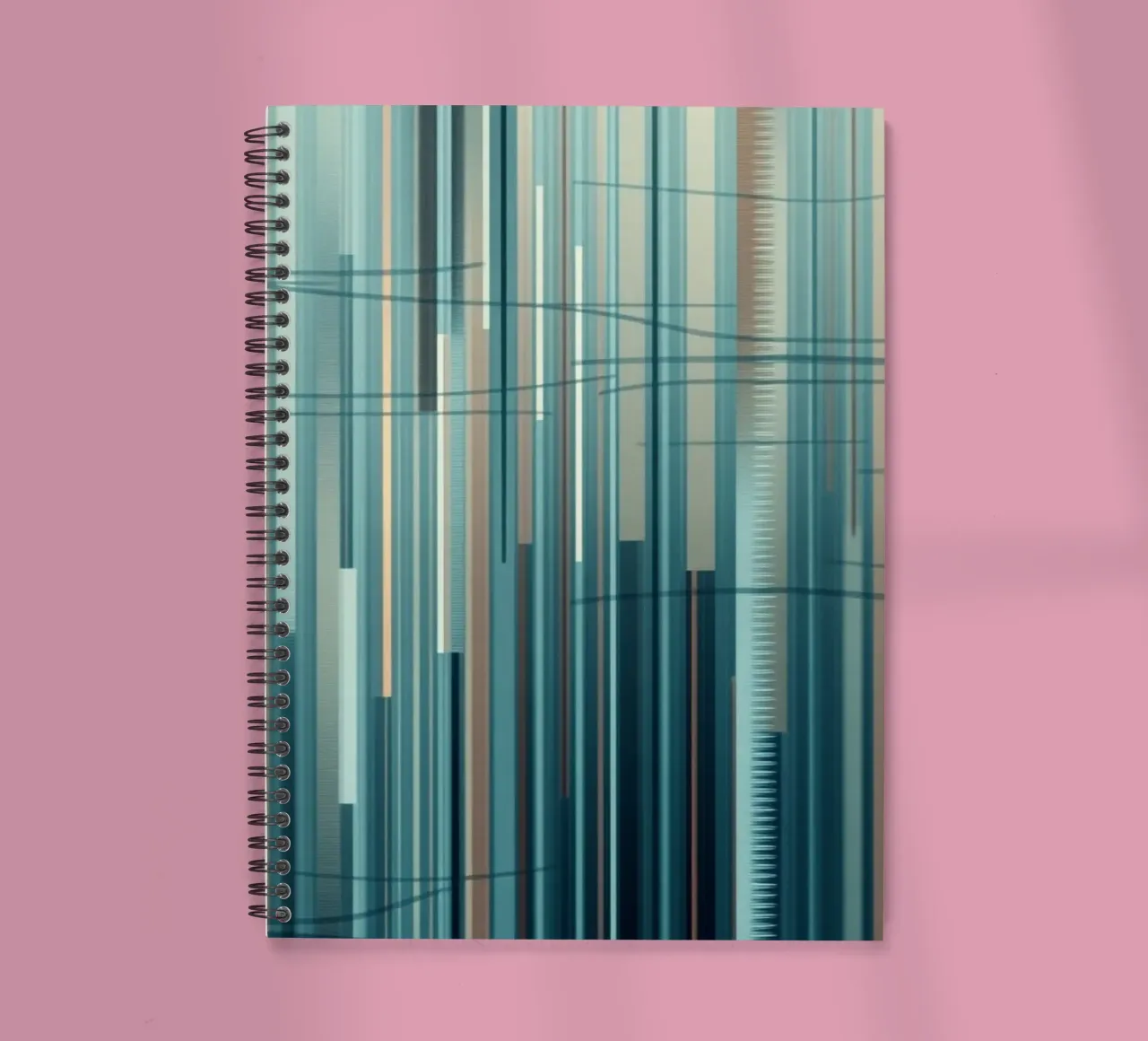 Abstract Blue and Brown Vertical Lines Digital Art Print spiral notebook by Artistic-shop