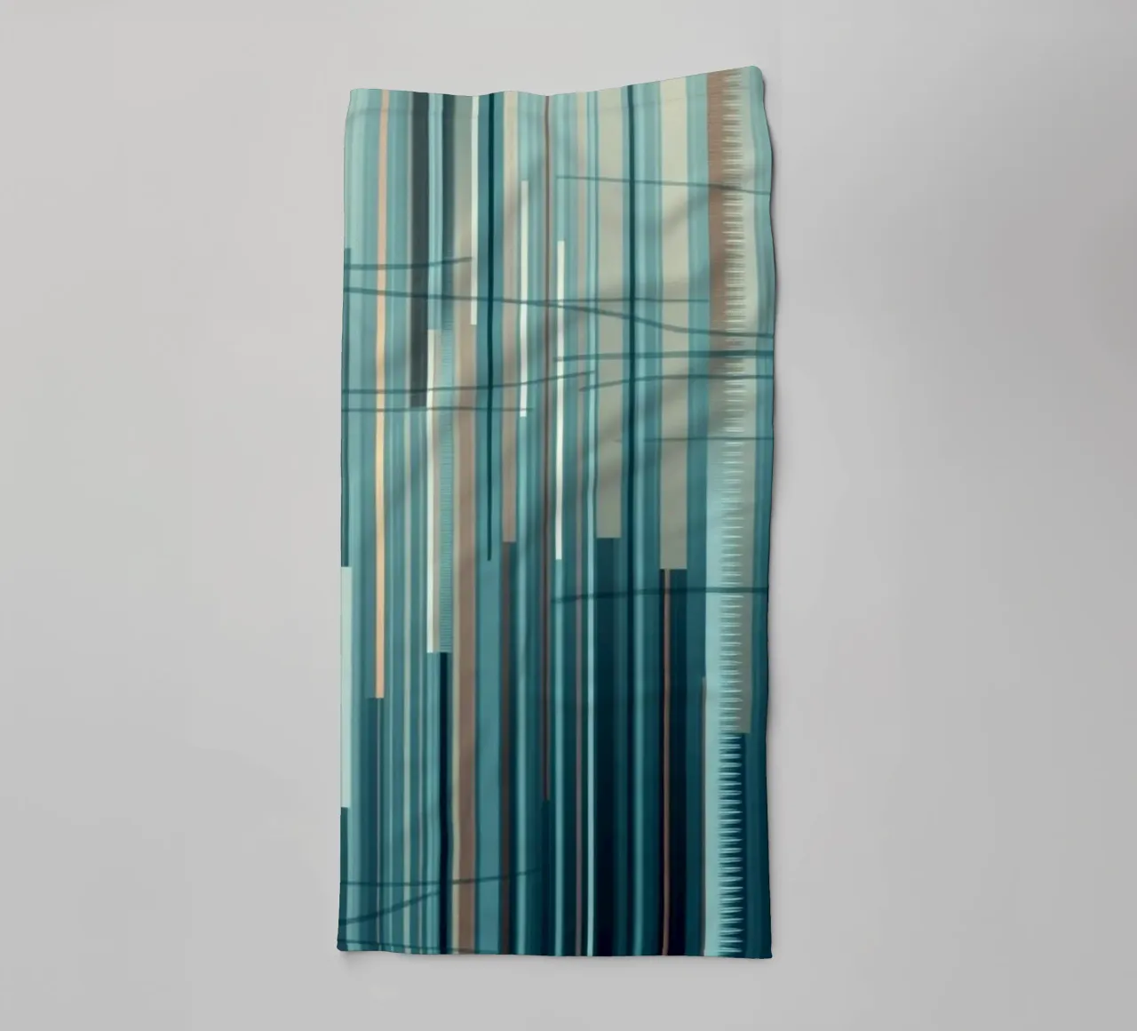 Abstracte blauwe en bruine verticale lijnen Digital Art Print badhanddoek van Artistic-shop
