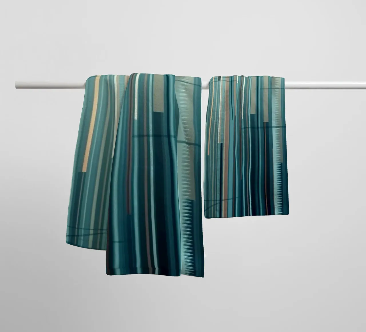 Abstracte blauwe en bruine verticale lijnen Digital Art Print badhanddoek van Artistic-shop
