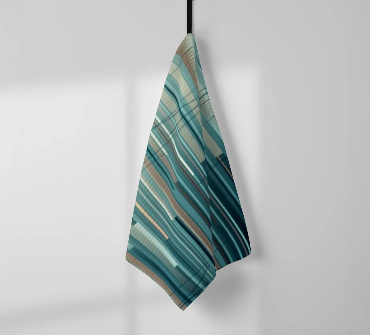 Abstrakte blaue und braune vertikale Linien Digitaler Kunstdruck Geschirrtuch von Artistic-shop