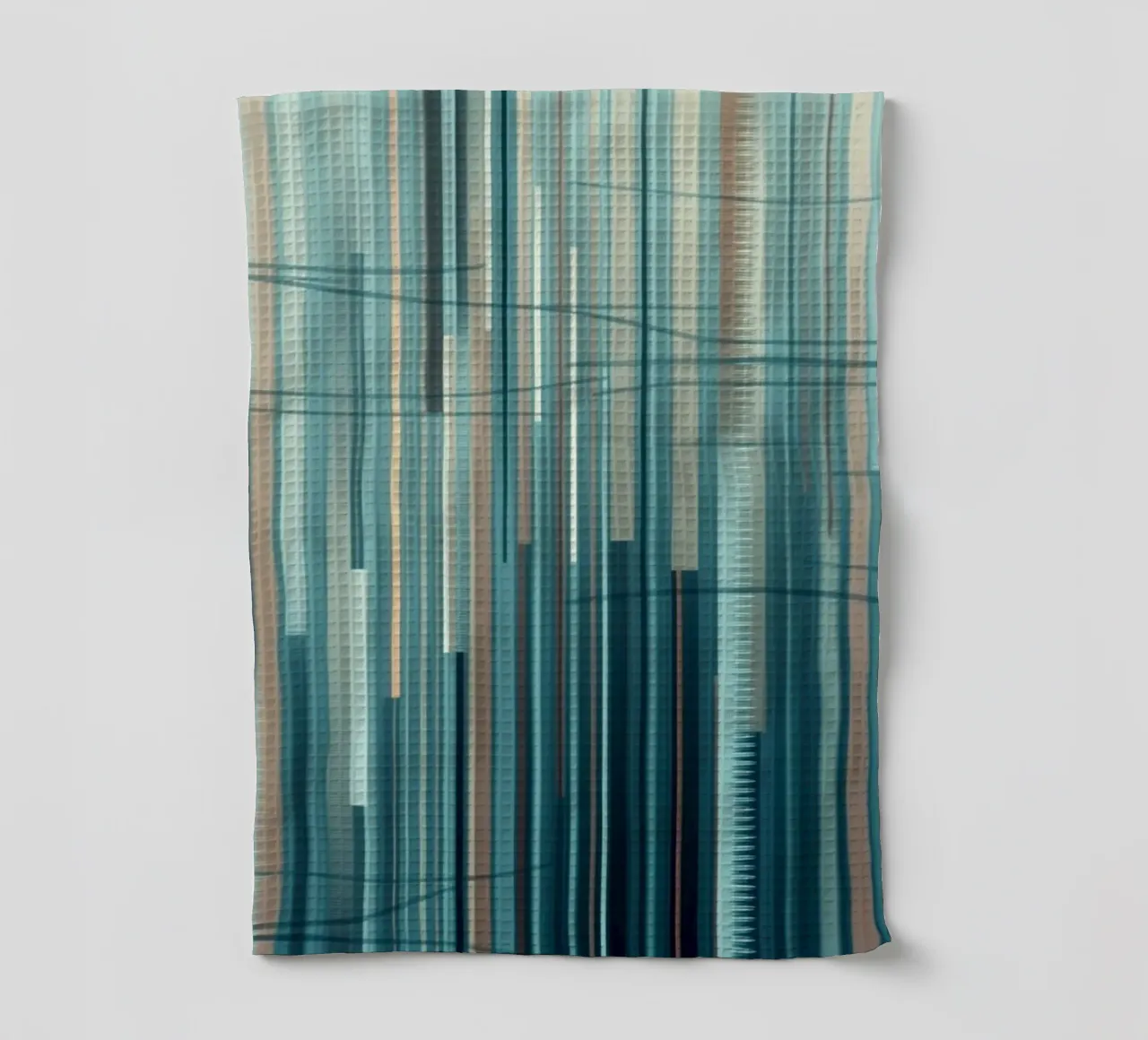 Impression numérique abstraite de lignes verticales bleues et brunes torchon de Artistic-shop