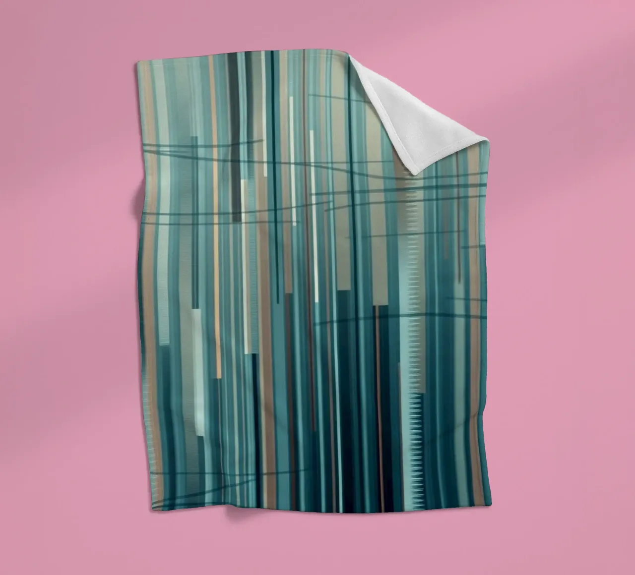 Abstract Blue and Brown Vertical Lines Digital Art Print fleece blanket by Artistic-shop