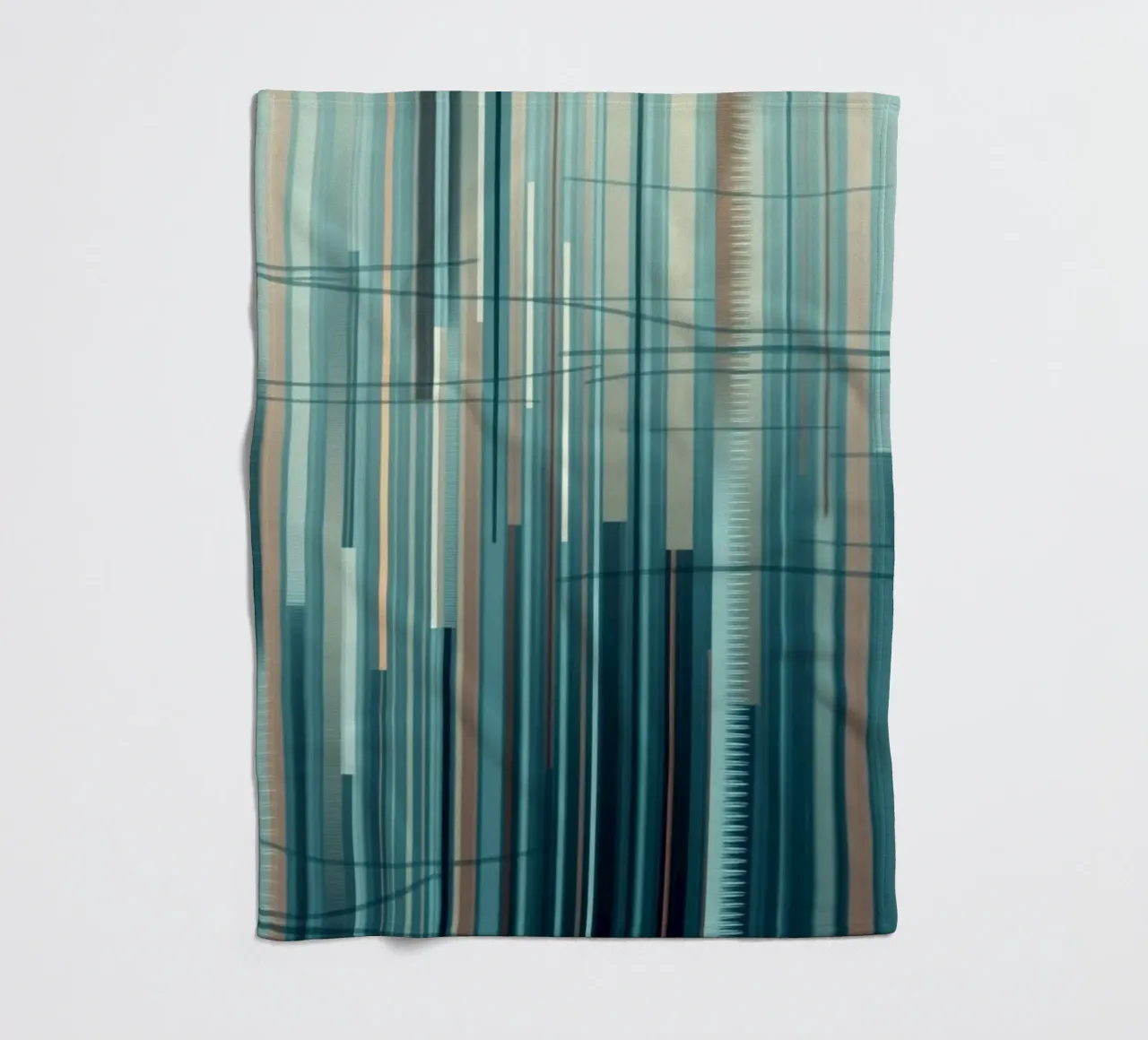 Abstract Blue and Brown Vertical Lines Digital Art Print fleece blanket by Artistic-shop