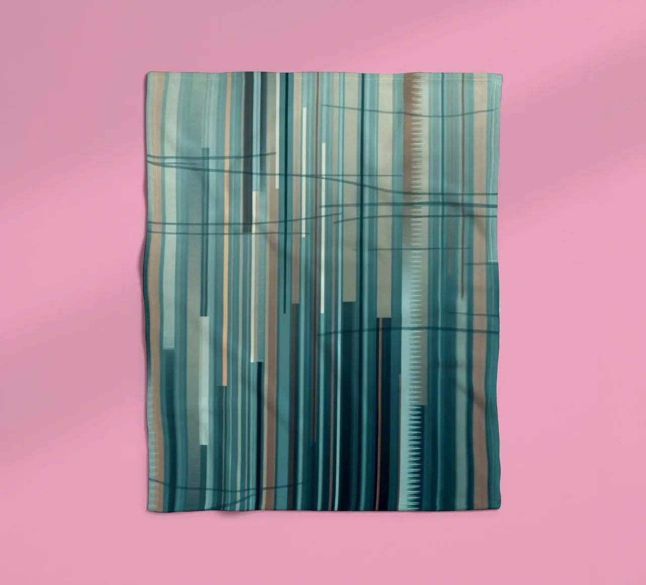 Abstract Blue and Brown Vertical Lines Digital Art Print fleece blanket by Artistic-shop