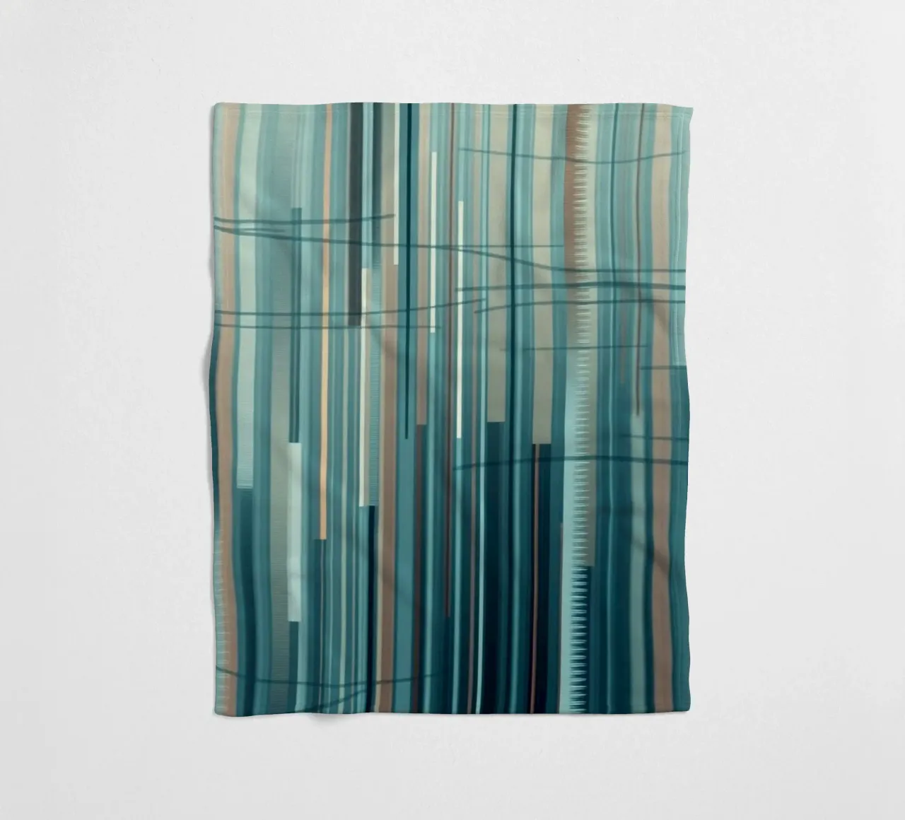 Abstract Blue and Brown Vertical Lines Digital Art Print fleece blanket by Artistic-shop