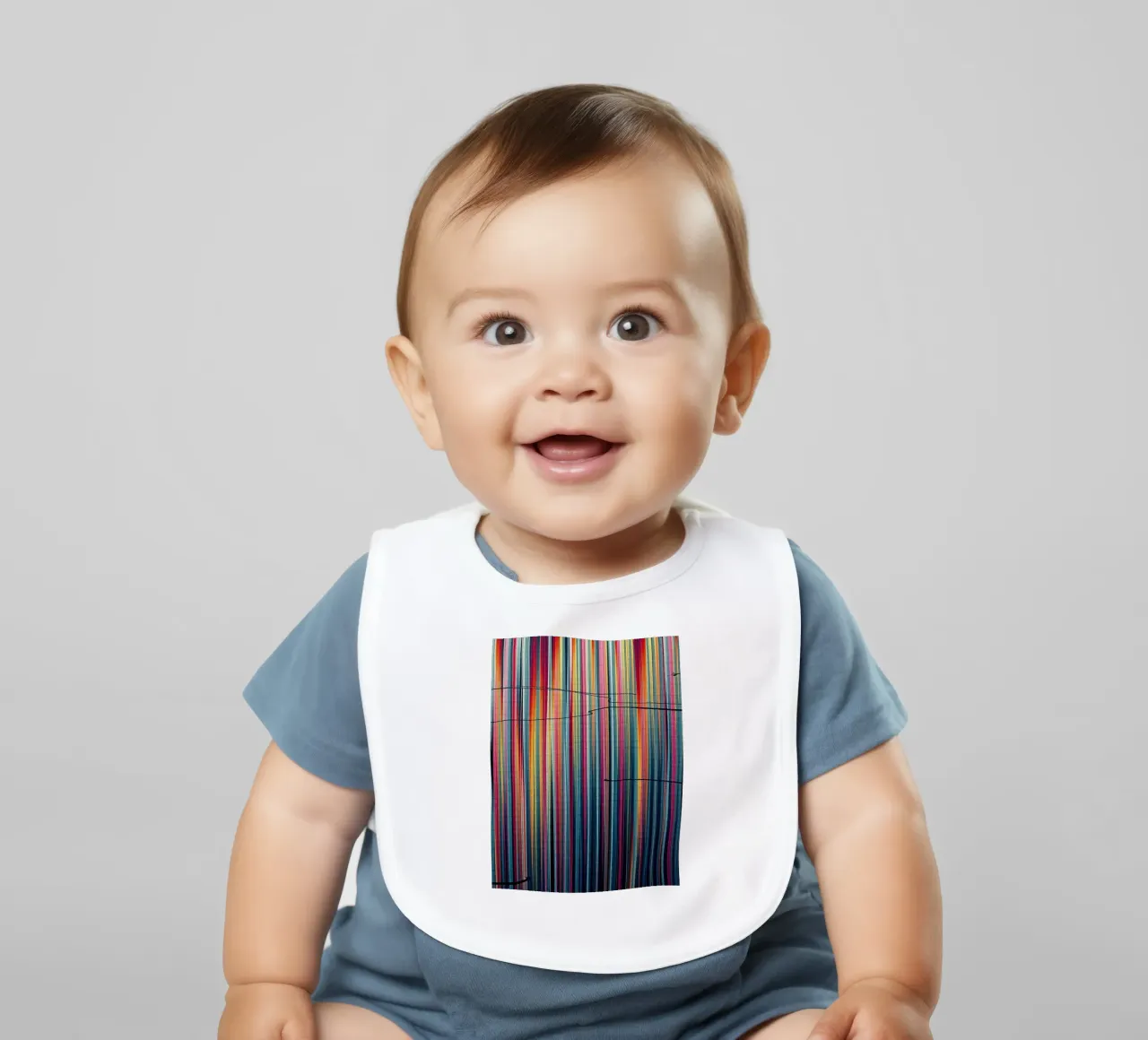 Spettro vibrante: Un'arte moderna astratta a linee verticali bavaglino da Artistic-shop