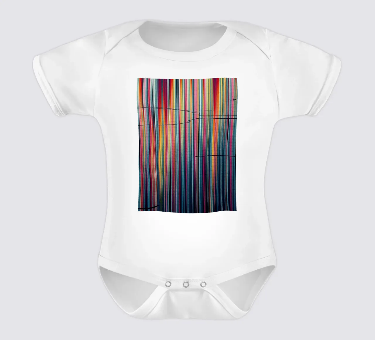 Vibrant Spectrum: A Modern Abstract Vertical Line Art short-sleeve baby romper by Artistic-shop