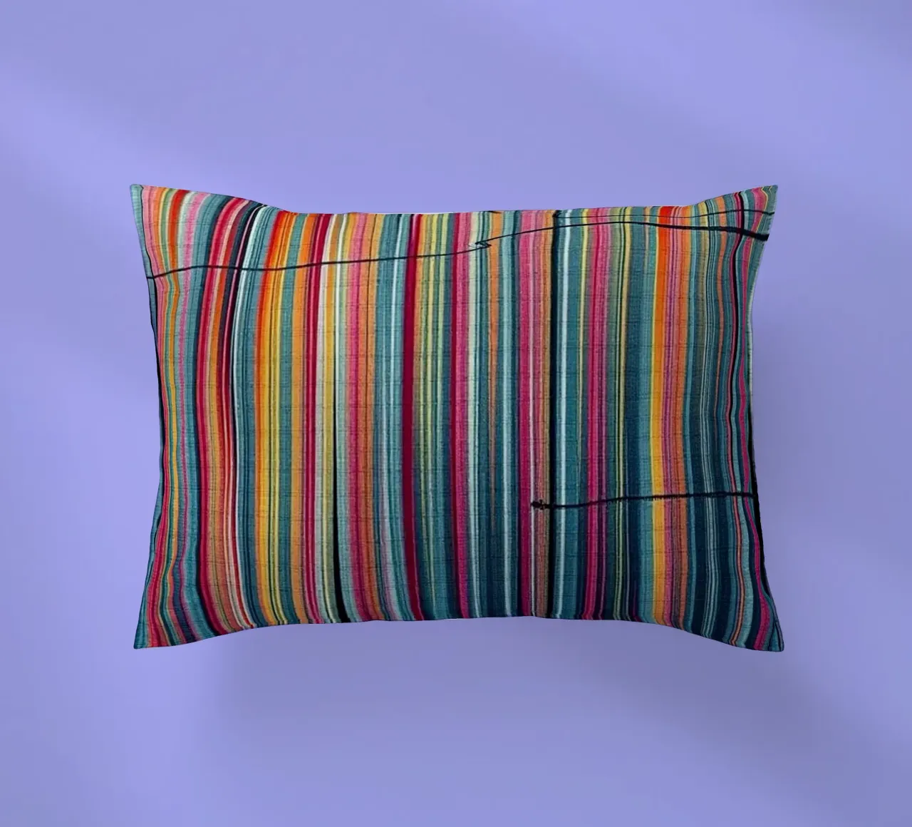 Spettro vibrante: Un'arte moderna astratta a linee verticali cuscino da Artistic-shop