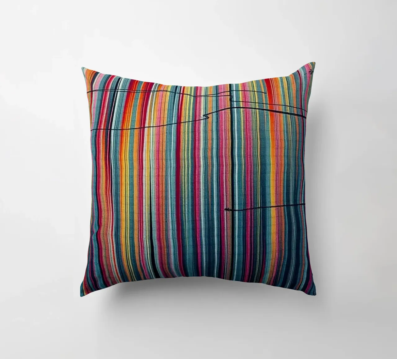 Spettro vibrante: Un'arte moderna astratta a linee verticali cuscino da Artistic-shop
