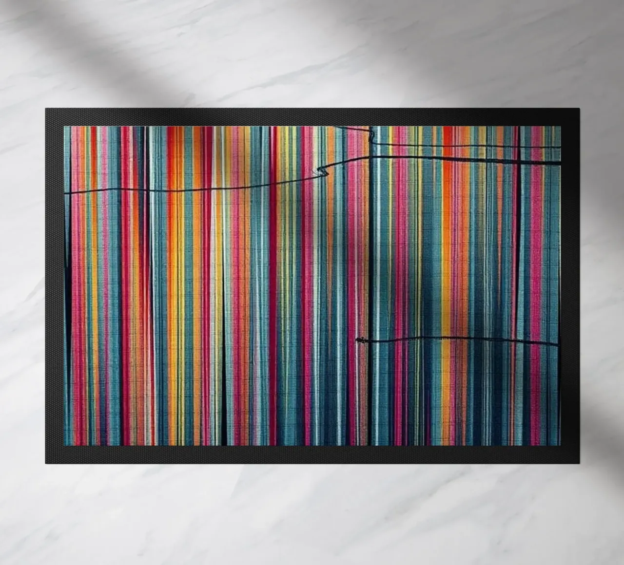 Spettro vibrante: Un'arte moderna astratta a linee verticali zerbino da Artistic-shop