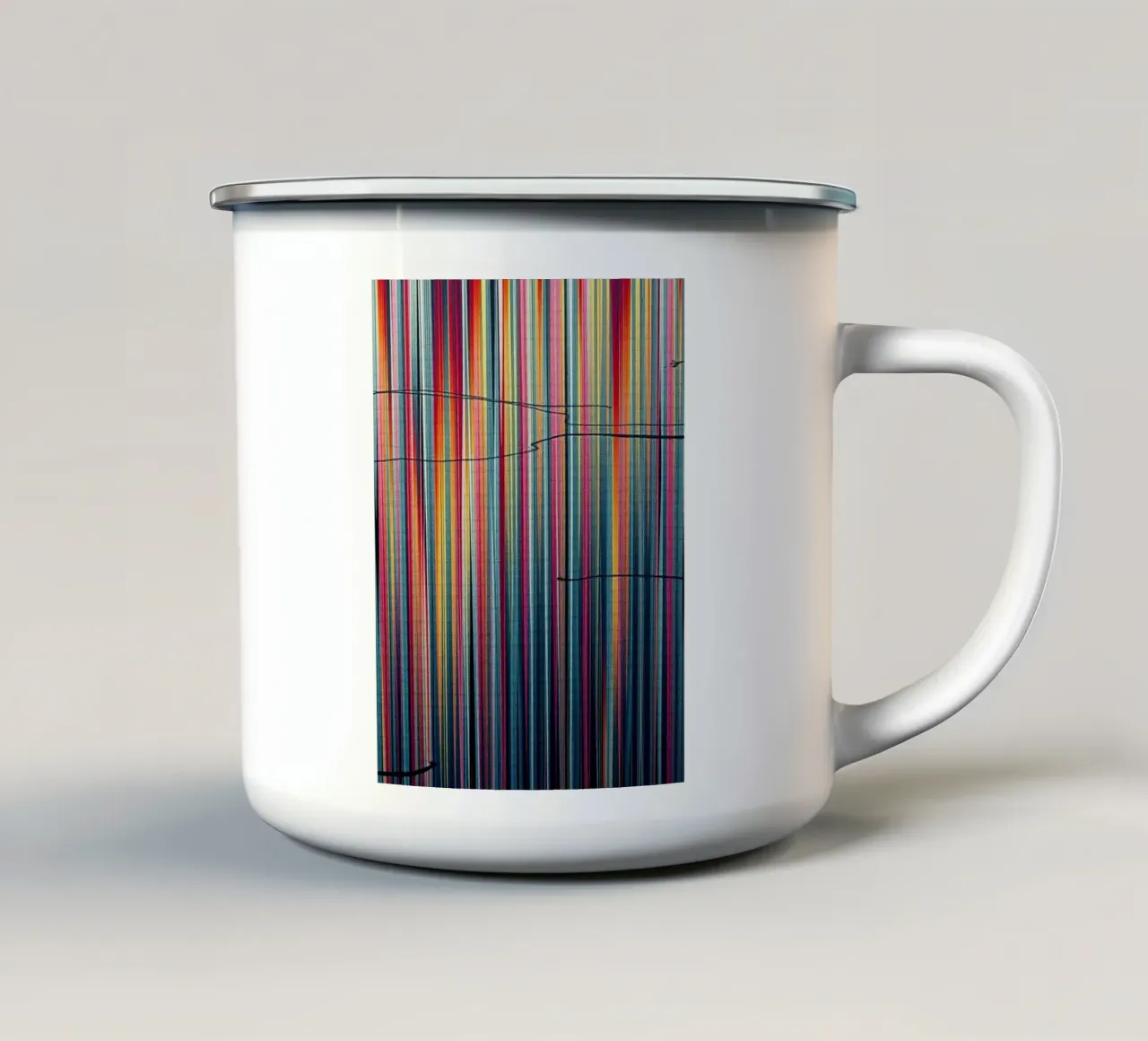 Spettro vibrante: Un'arte moderna astratta a linee verticali tazza in smalto da Artistic-shop