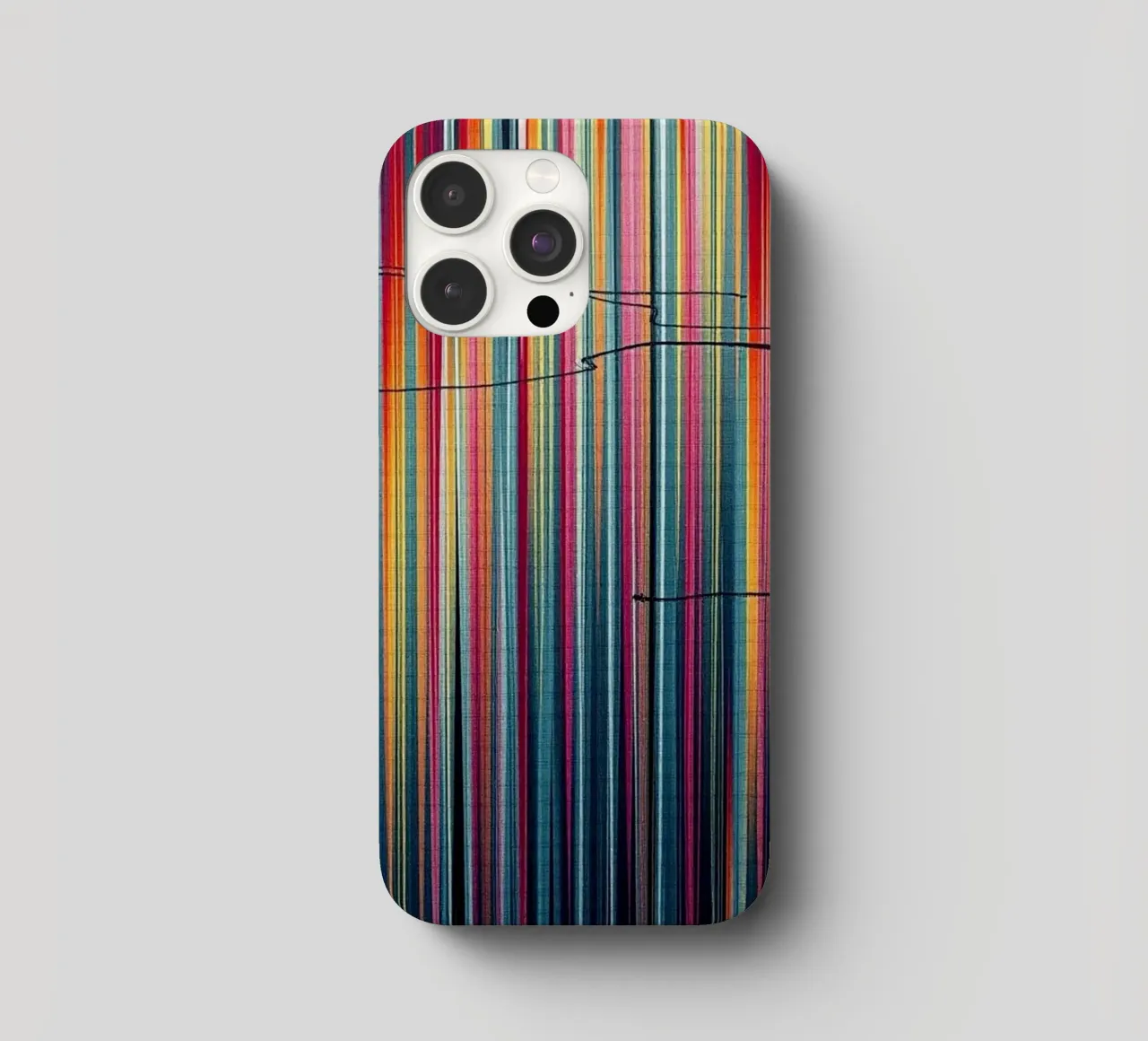 Lebendiges Spektrum: Eine moderne abstrakte vertikale Linienkunst iPhone Hülle von Artistic-shop