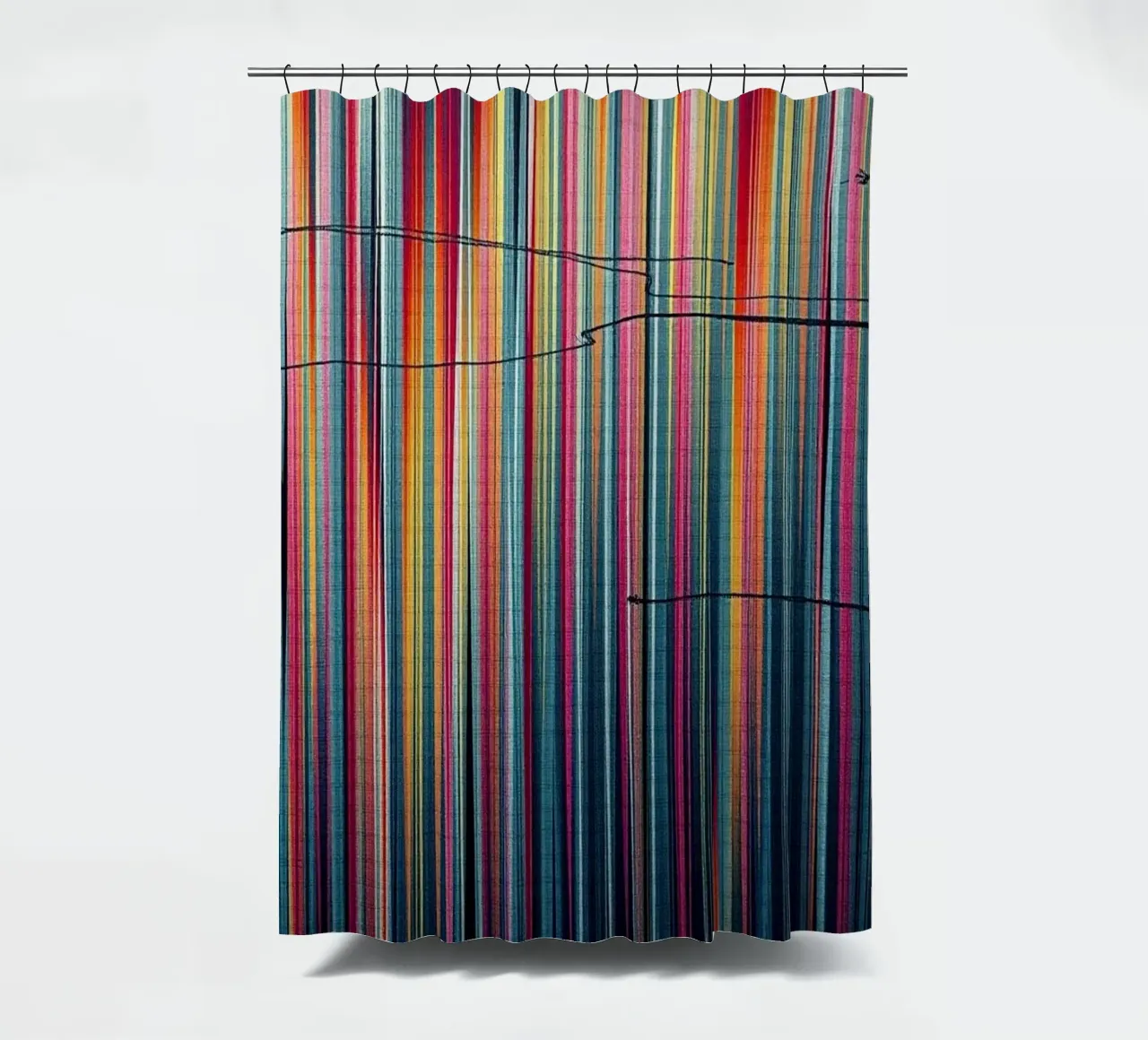 Levendig Spectrum: Een moderne abstracte verticale lijnkunst douchegordijn van Artistic-shop