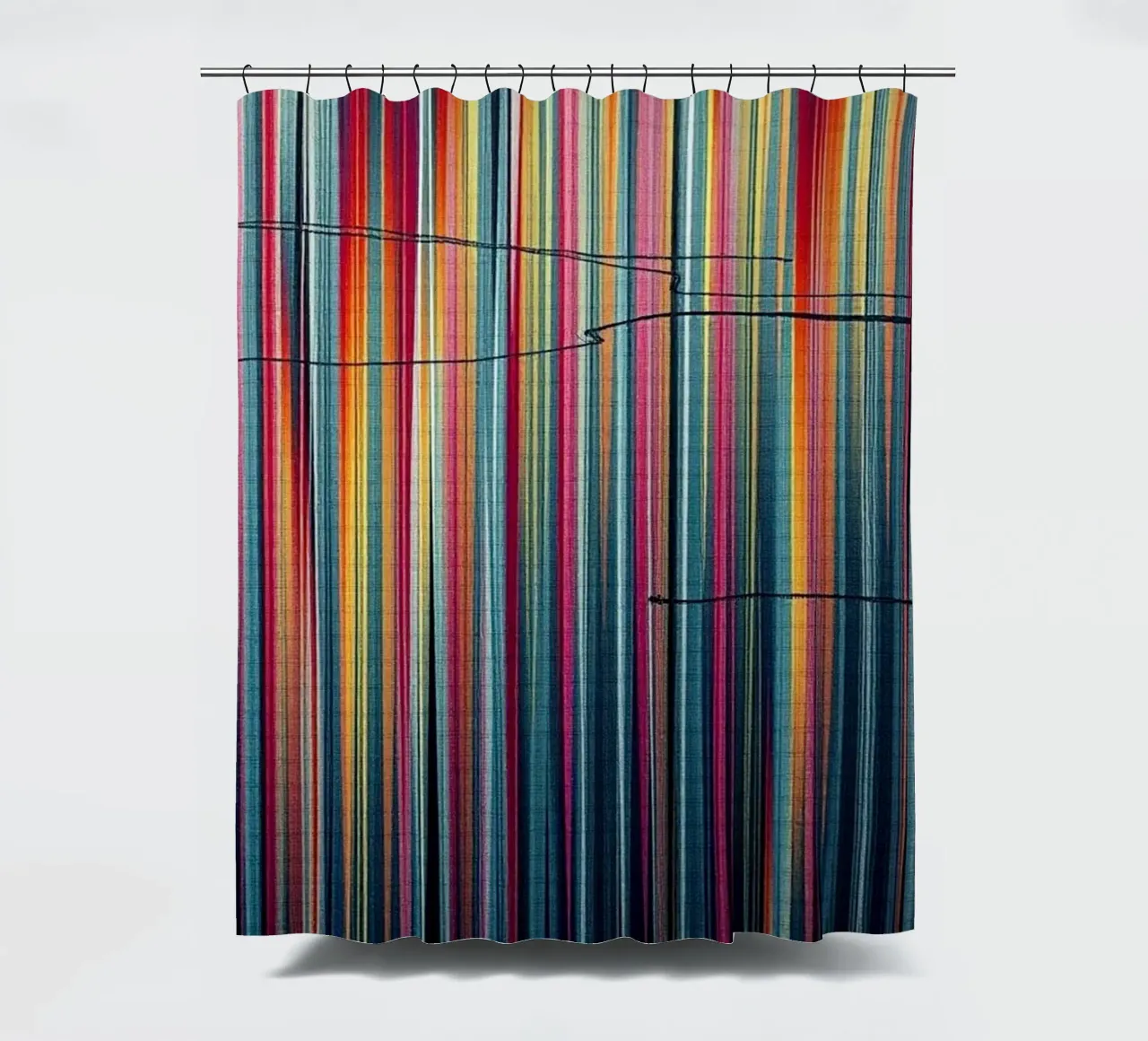 Levendig Spectrum: Een moderne abstracte verticale lijnkunst douchegordijn van Artistic-shop