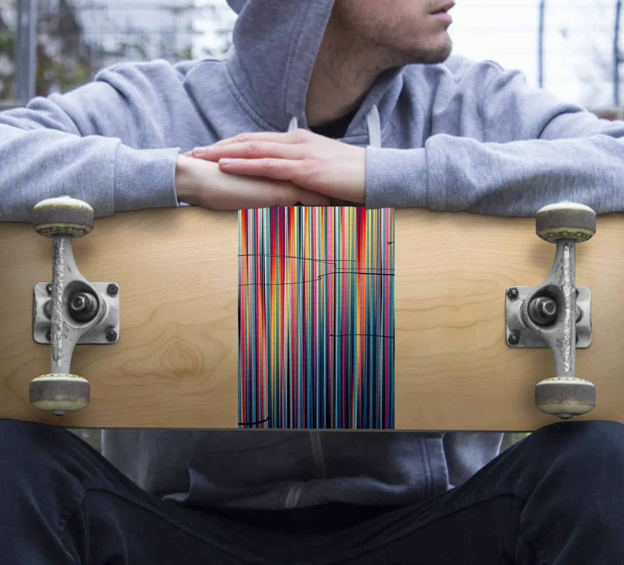 Levendig Spectrum: Een moderne abstracte verticale lijnkunst sticker van Artistic-shop