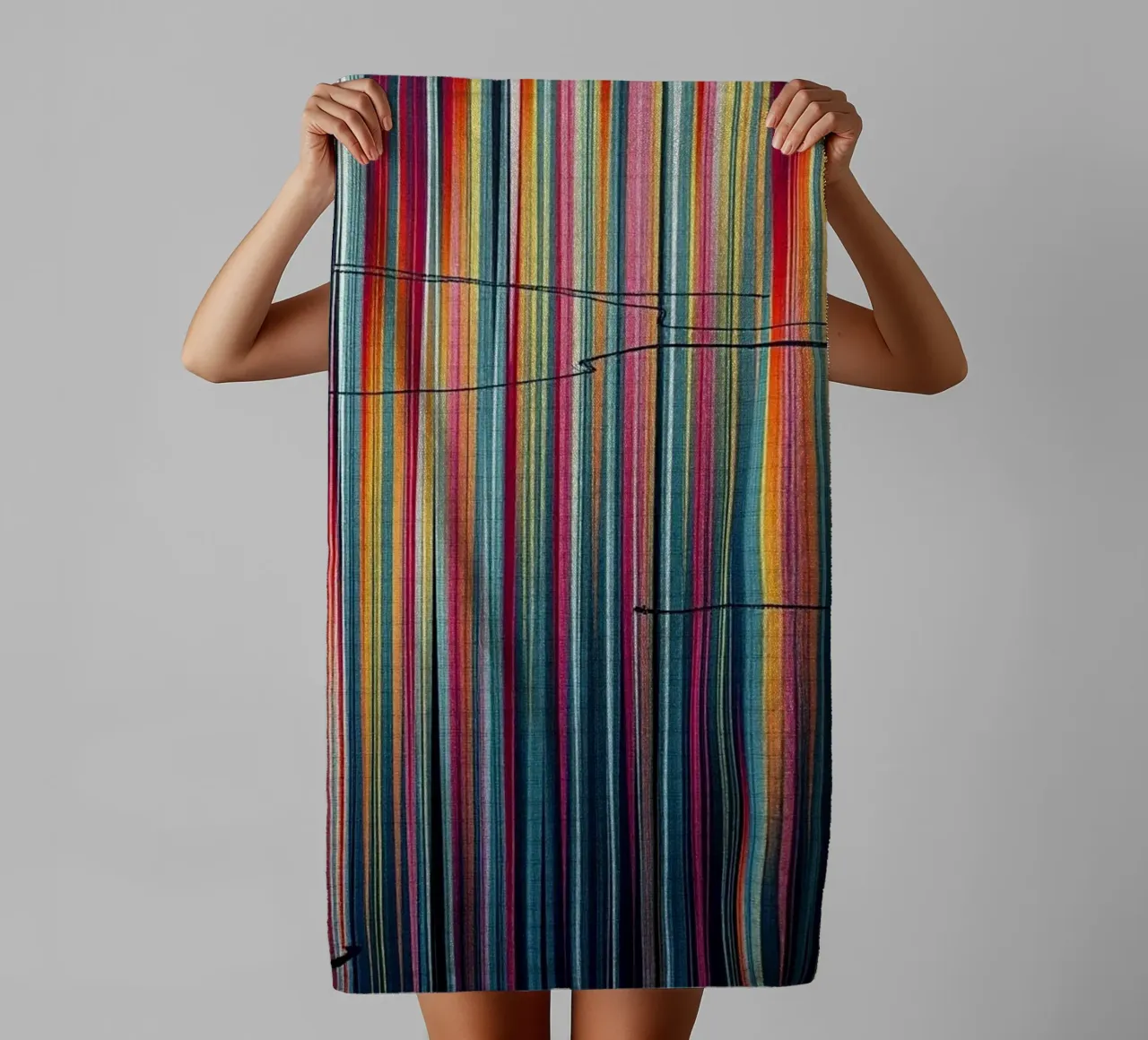 Vibrant Spectrum: A Modern Abstract Vertical Line Art towel by Artistic-shop