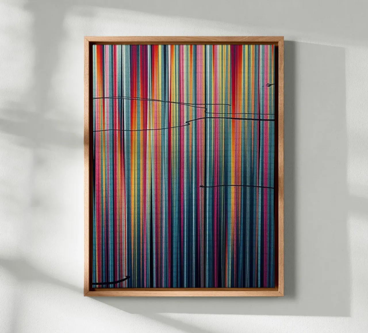 Lebendiges Spektrum: Eine moderne abstrakte vertikale Linienkunst Leinwand von Artistic-shop