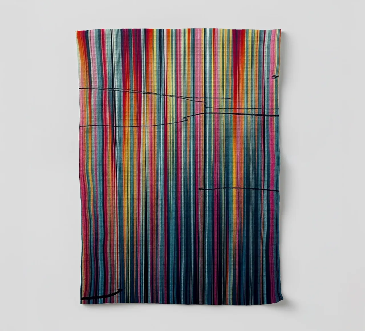 Spettro vibrante: Un'arte moderna astratta a linee verticali canovaccio da cucina da Artistic-shop