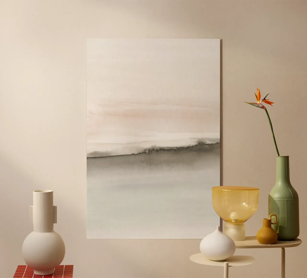 Paesaggio minimalista nei toni tenui della terra 1/2 plexiglass da NouveauPrints