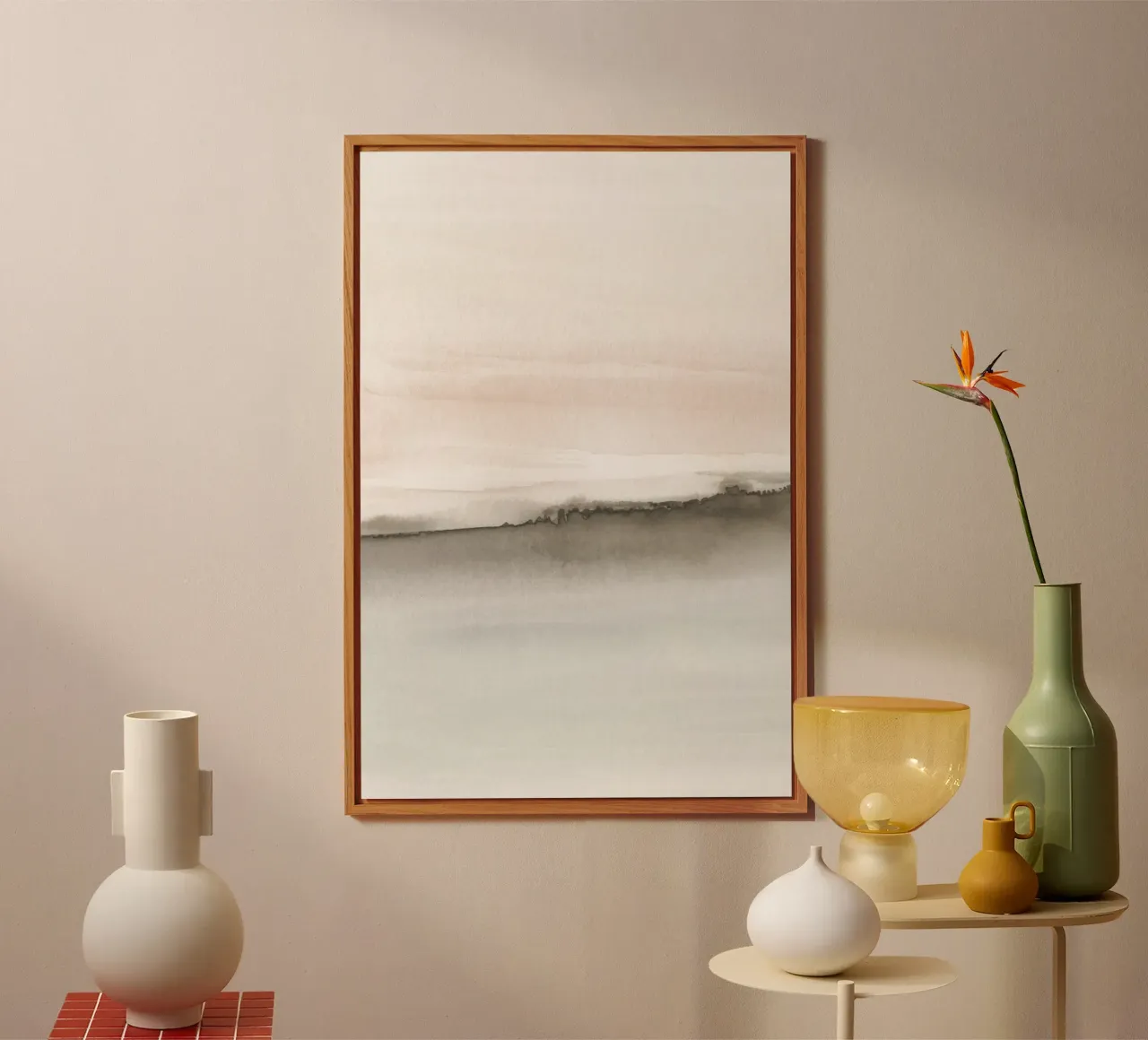 Paesaggio minimalista nei toni tenui della terra 1/2 alluminio dibond da NouveauPrints