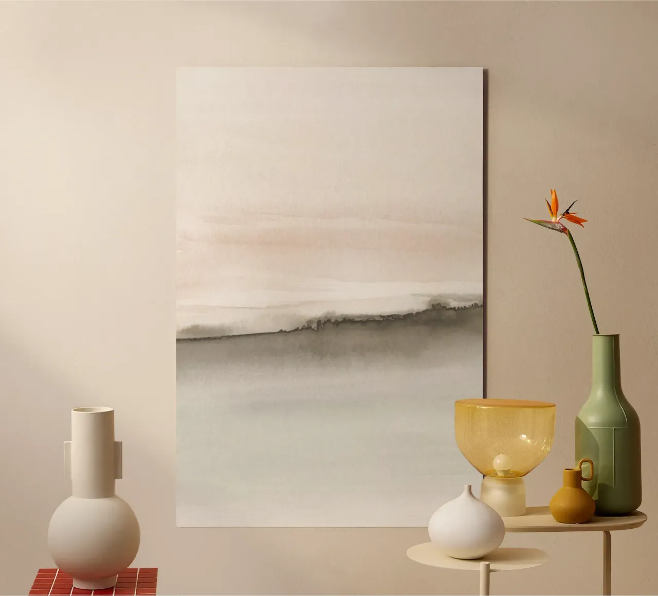 Paesaggio minimalista nei toni tenui della terra 1/2 alluminio dibond da NouveauPrints