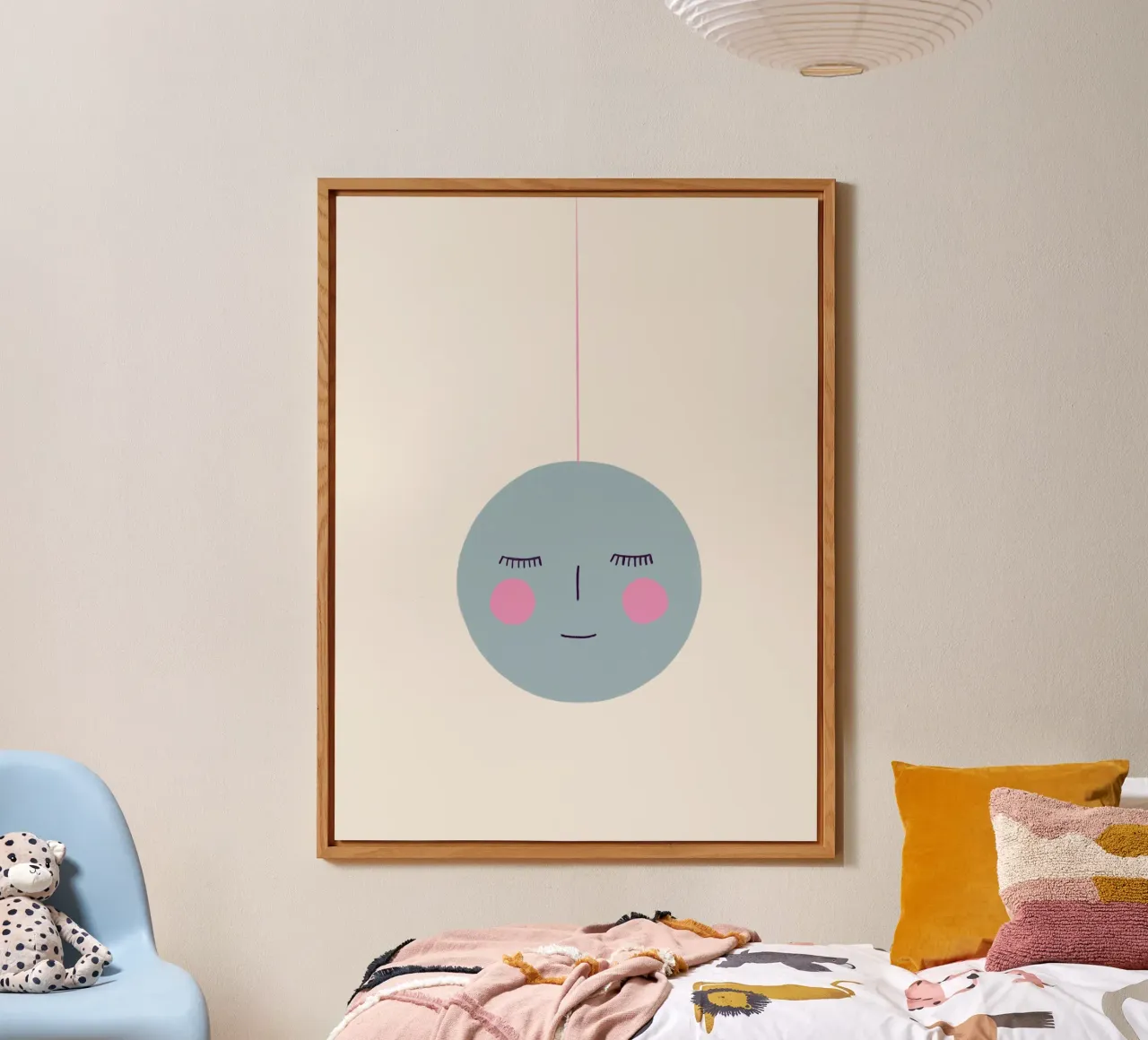 Guaina per albero di Natale con viso blu alluminio dibond da Sophie Augustin Illustration