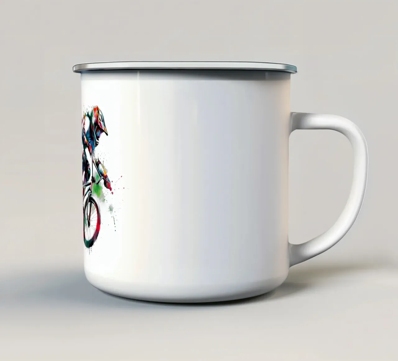 Acquerello corridore di bicicletta BMX tazza in smalto da 🎁 NOBELART