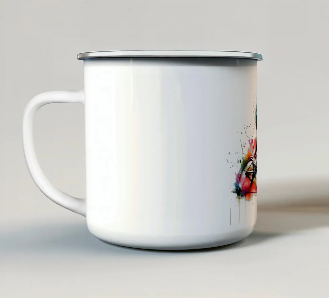 Acquerello corridore di bicicletta BMX tazza in smalto da 🎁 NOBELART