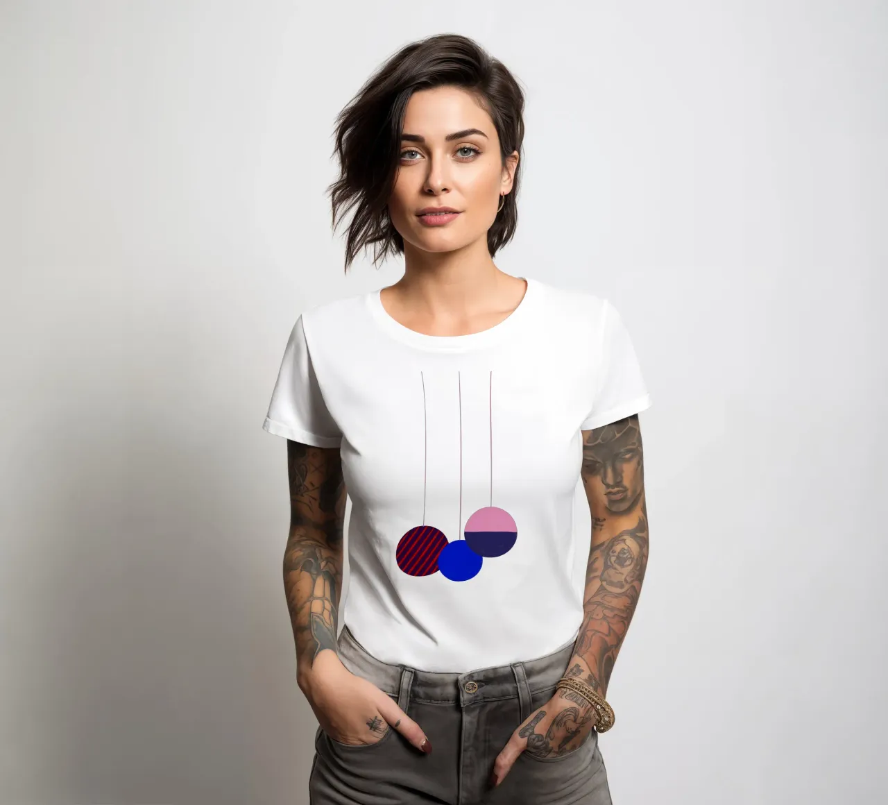Weihnachtsbaumkugeln Color Block t-shirt da donna da Sophie Augustin Illustration