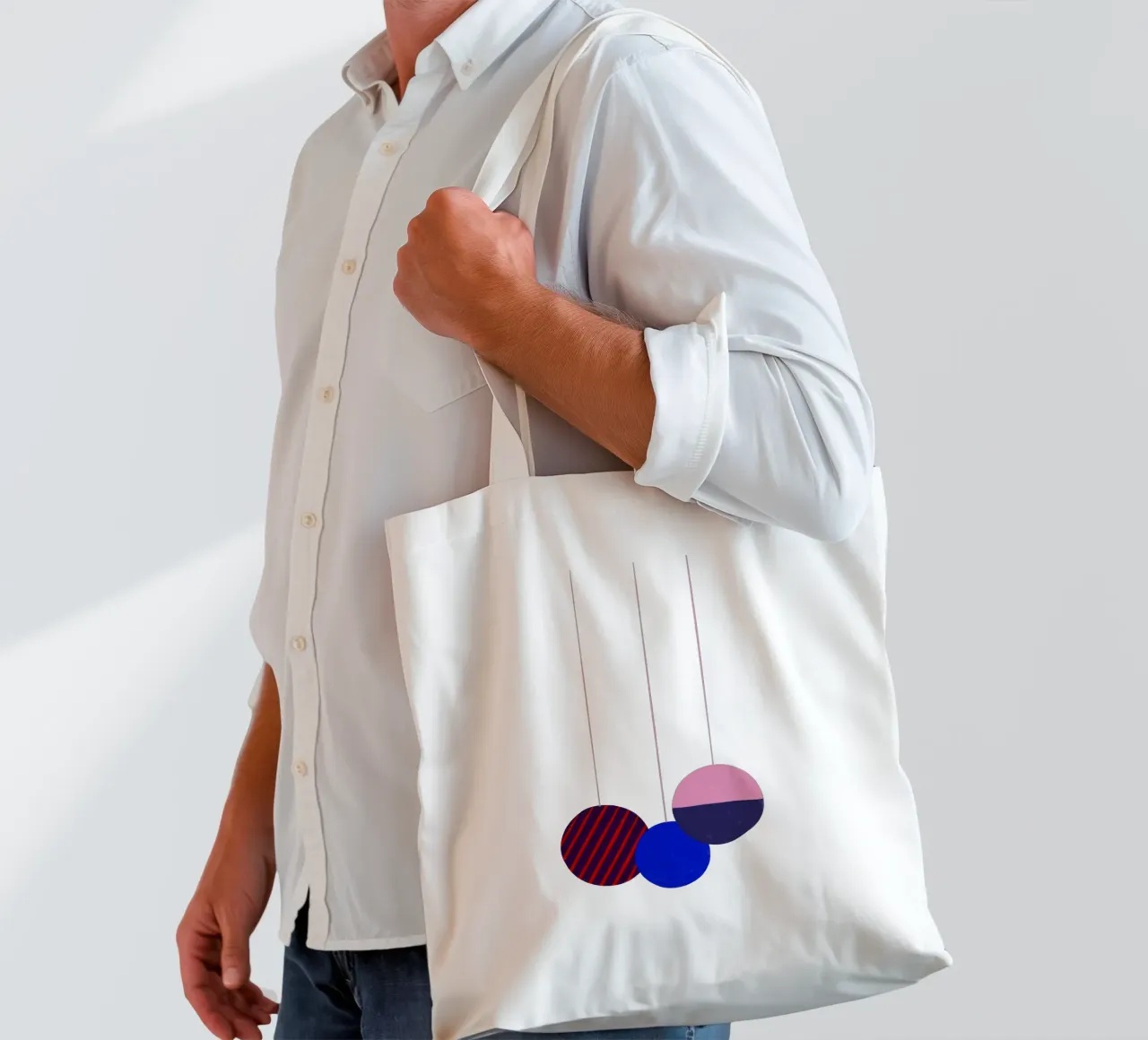 Weihnachtsbaumkugeln Color Block borsa in juta da Sophie Augustin Illustration