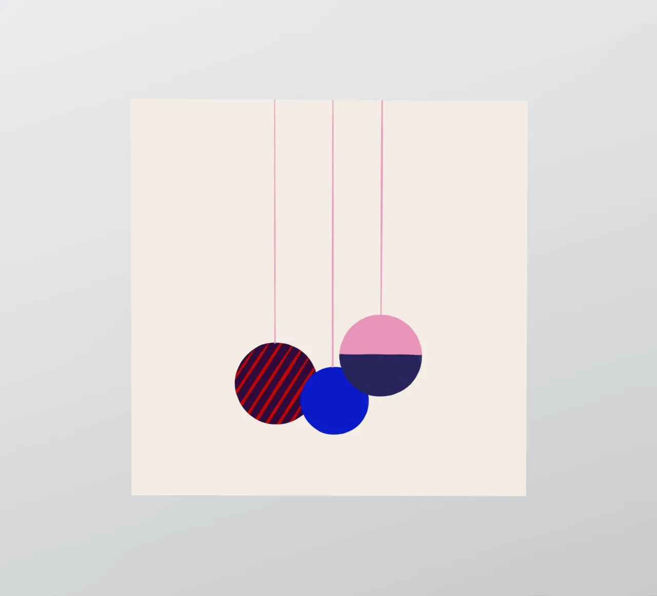 Weihnachtsbaumkugeln Color Block adesivo da Sophie Augustin Illustration
