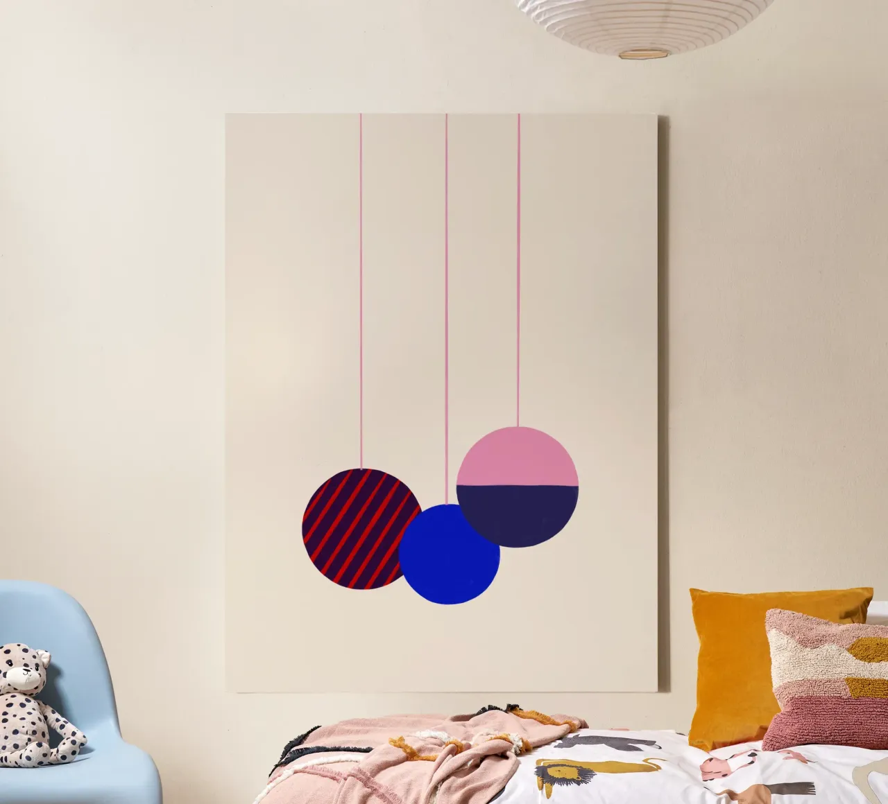 Weihnachtsbaumkugeln Color Block tela da Sophie Augustin Illustration
