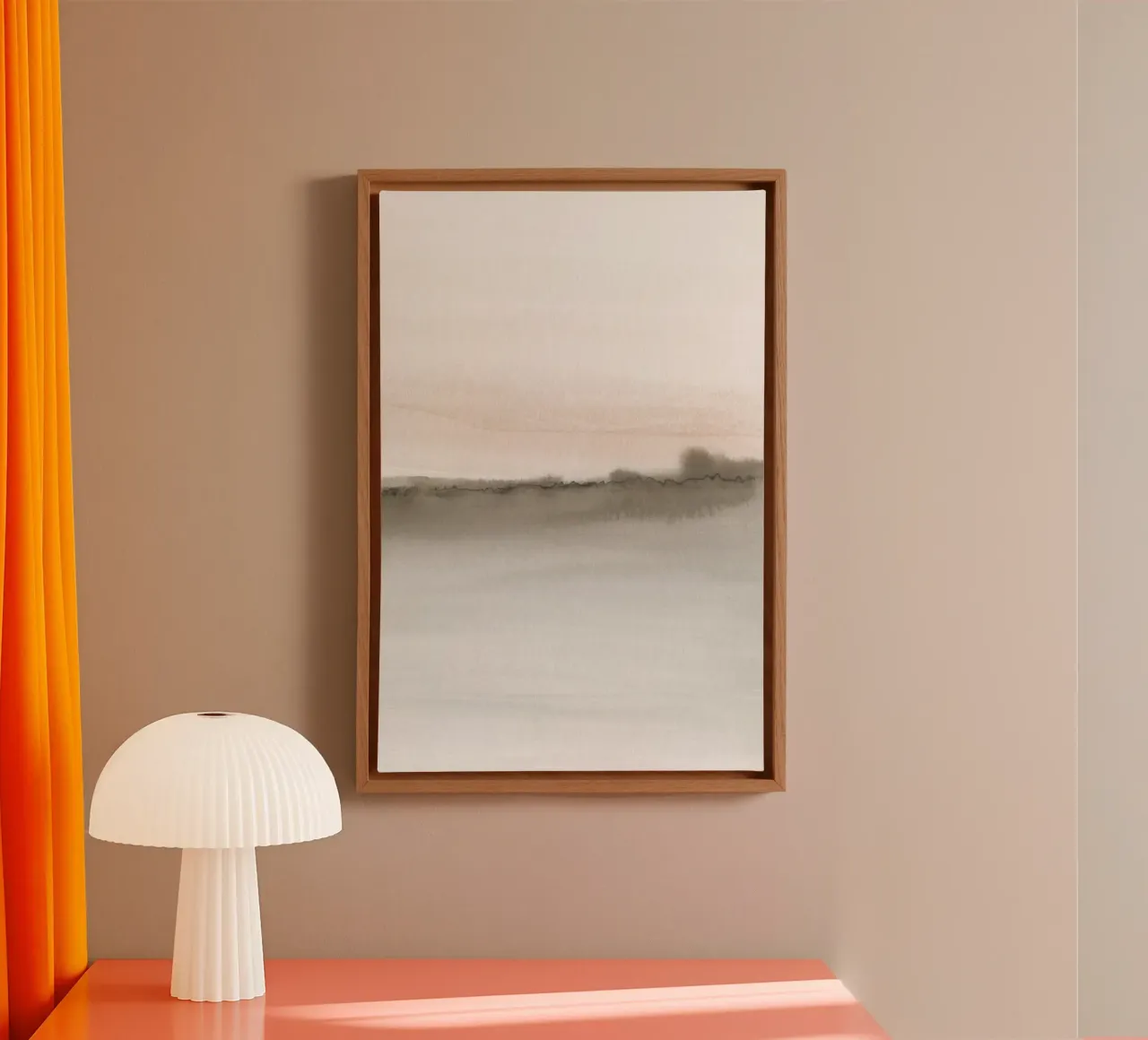 Minimalistisch landschap in zachte aardetinten 2/2 canvas van NouveauPrints