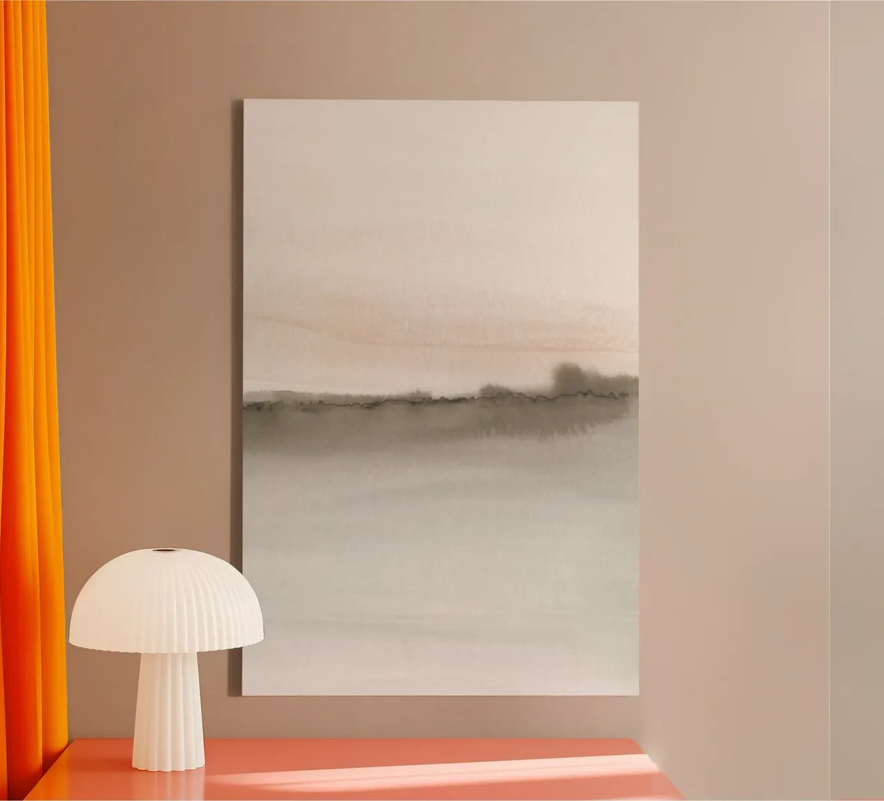 Minimalistisch landschap in zachte aardetinten 2/2 canvas van NouveauPrints