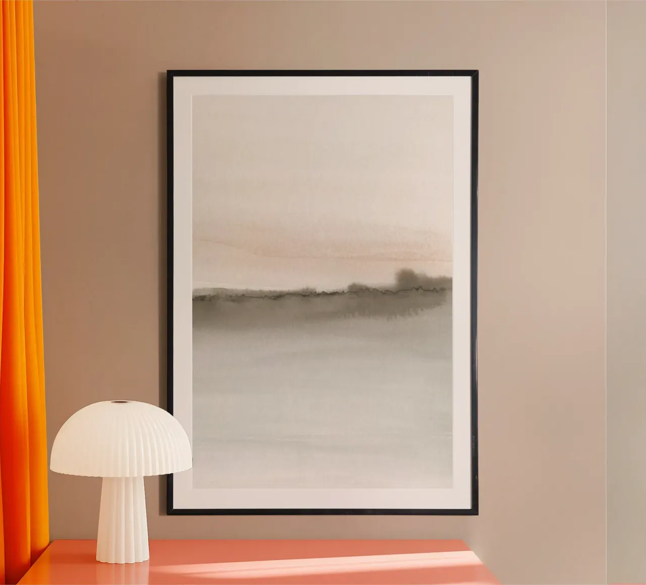 Minimalistisch landschap in zachte aardetinten 2/2 hahnemühle van NouveauPrints