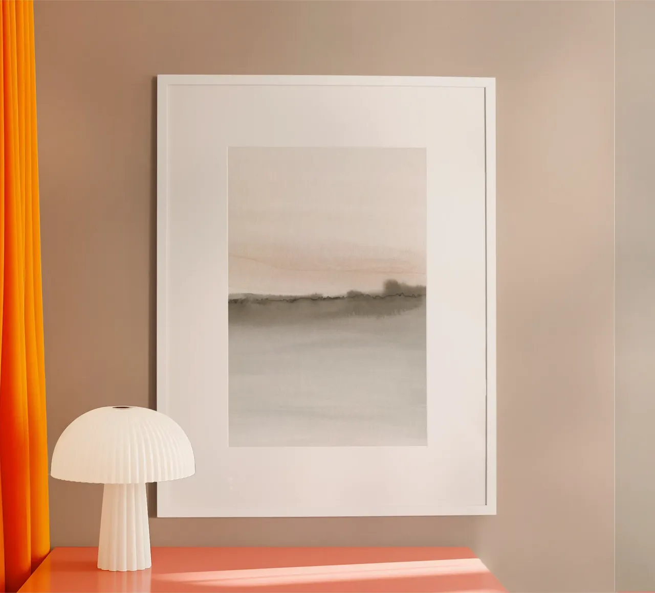 Minimalistisch landschap in zachte aardetinten 2/2 hahnemühle van NouveauPrints
