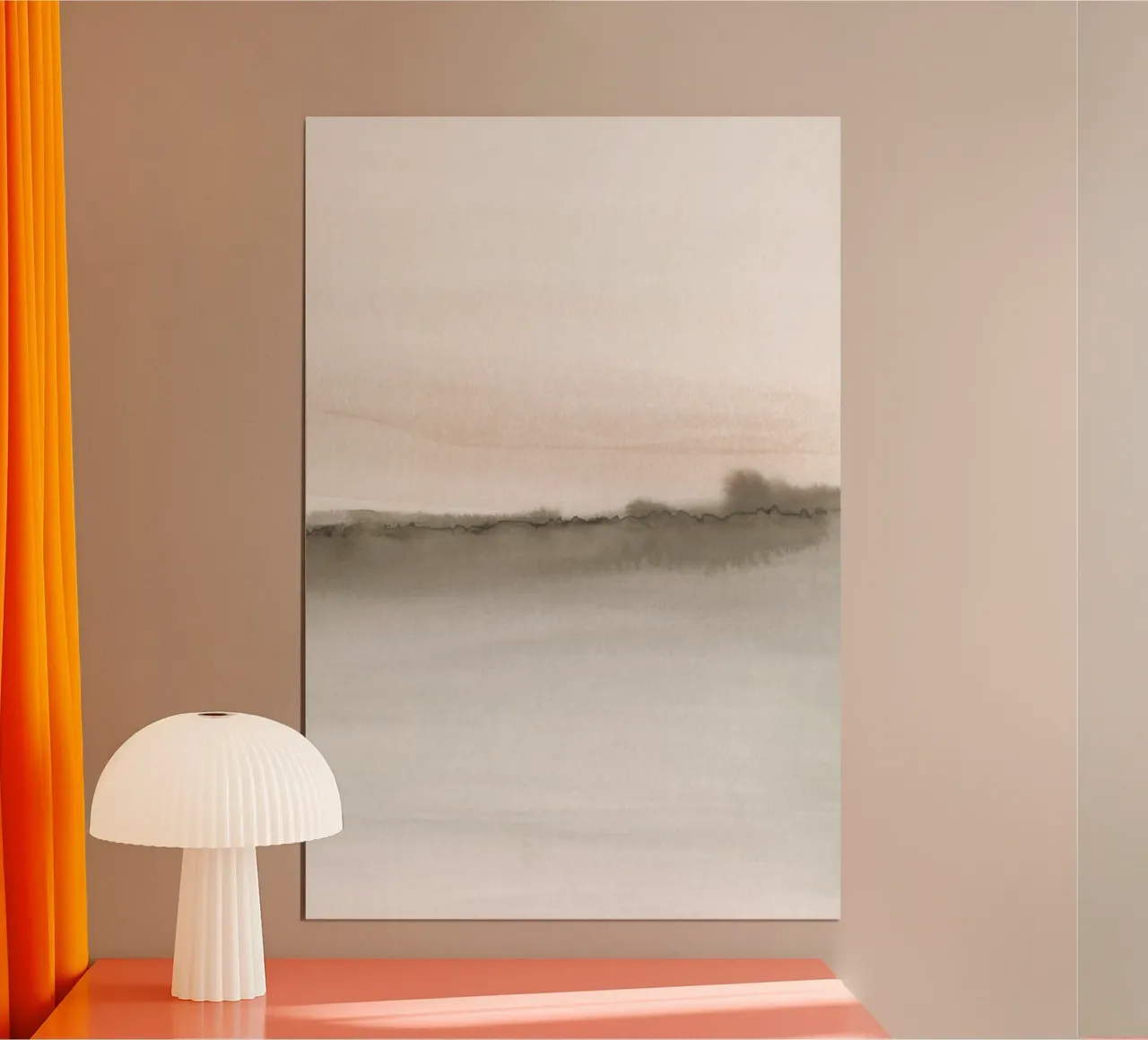 Minimalistisch landschap in zachte aardetinten 2/2 hahnemühle van NouveauPrints
