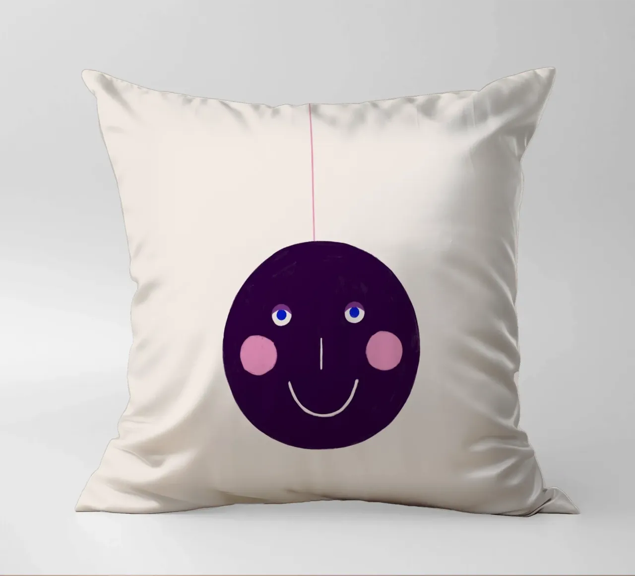 Weihnachtsbaumkugel mit Gesicht Aubergine cuscino da Sophie Augustin Illustration
