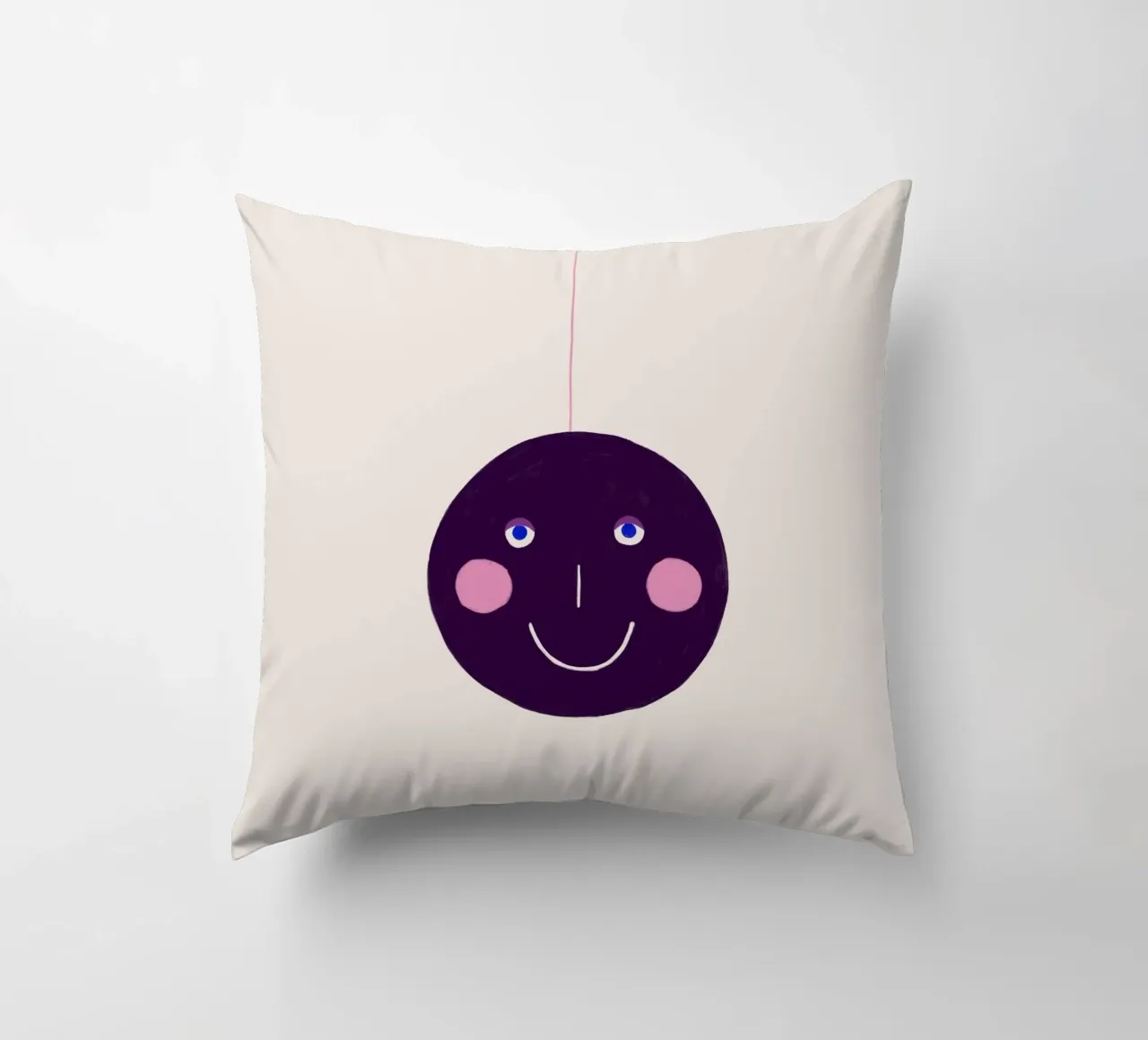 Weihnachtsbaumkugel mit Gesicht Aubergine cuscino da Sophie Augustin Illustration
