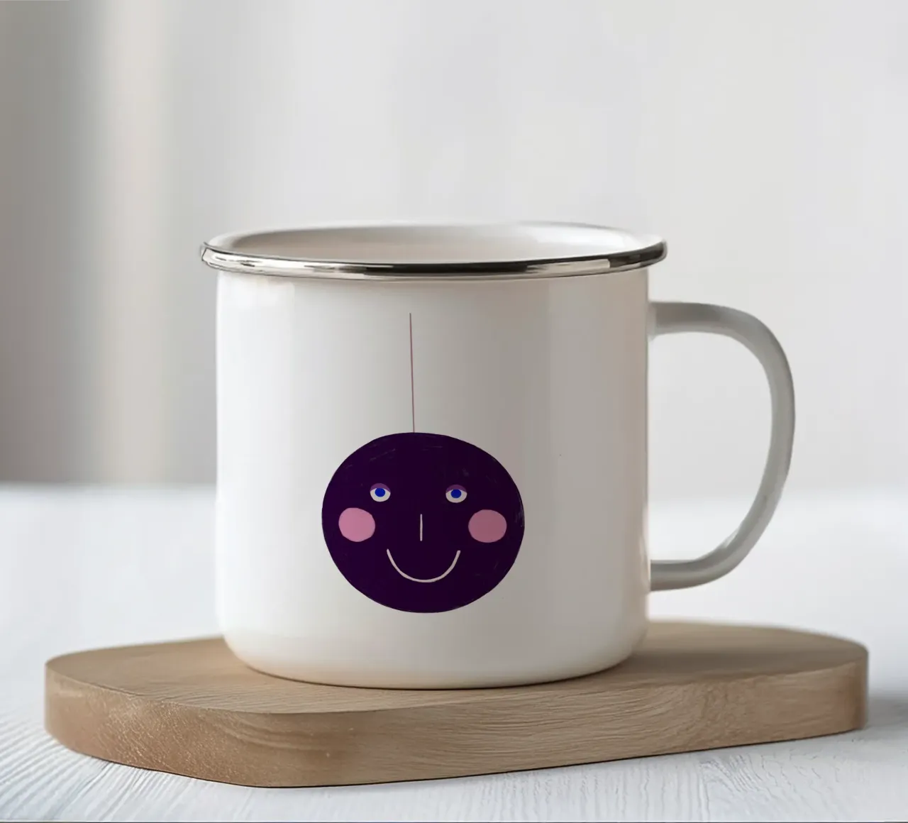 Weihnachtsbaumkugel mit Gesicht Aubergine tazza in smalto da Sophie Augustin Illustration
