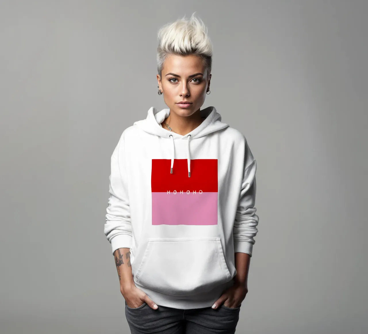 Hohoho Color Block Rot Pink felpa con cappuccio da Sophie Augustin Illustration