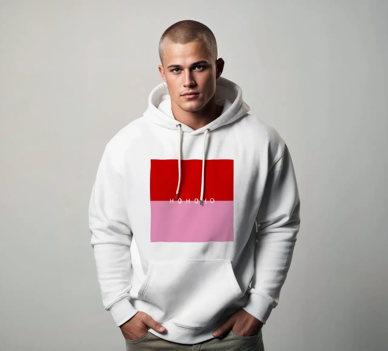 Hohoho Color Block Rot Pink felpa con cappuccio da Sophie Augustin Illustration