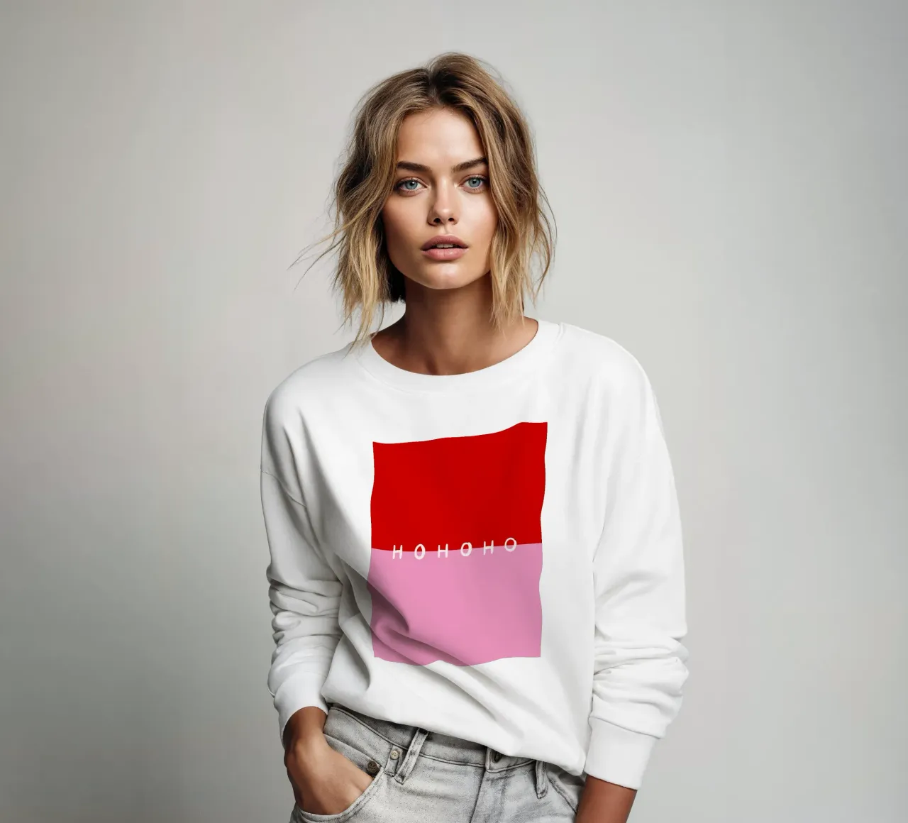 Hohoho Color Block Rot Pink sweatshirt van Sophie Augustin Illustration