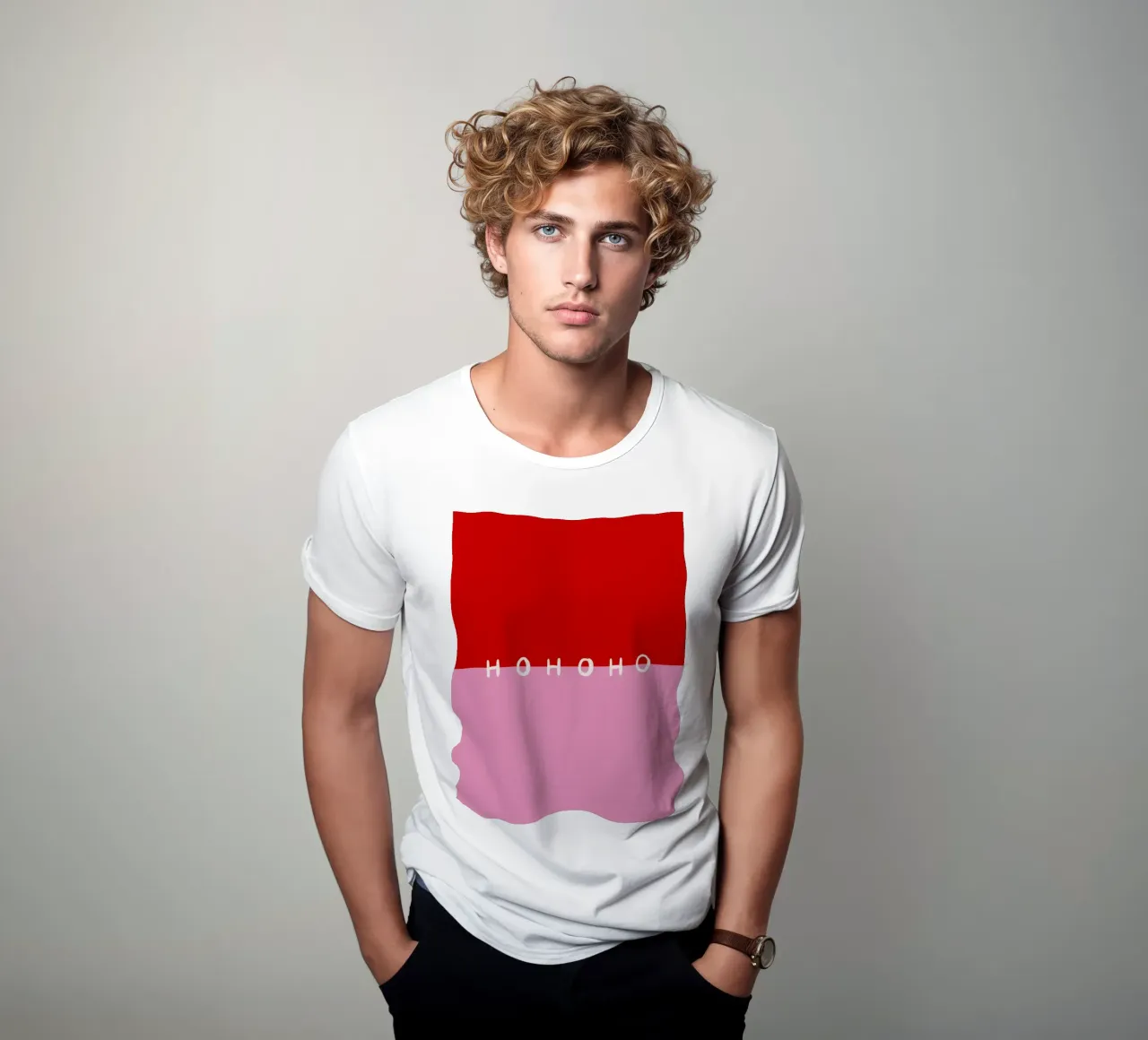 Hohoho Color Block Rot Pink t-shirt van Sophie Augustin Illustration