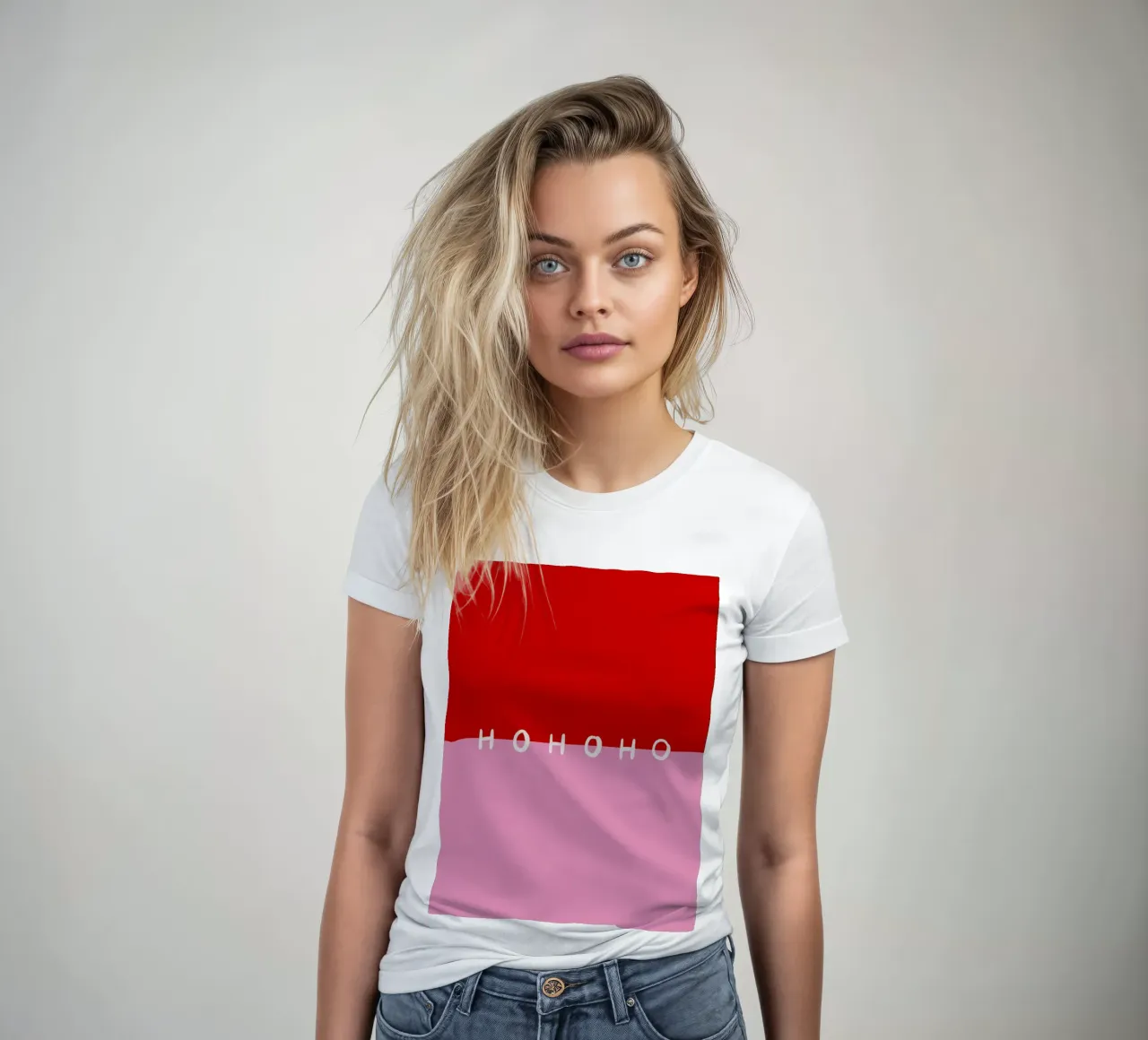 Hohoho Color Block Rot Pink t-shirt da donna da Sophie Augustin Illustration