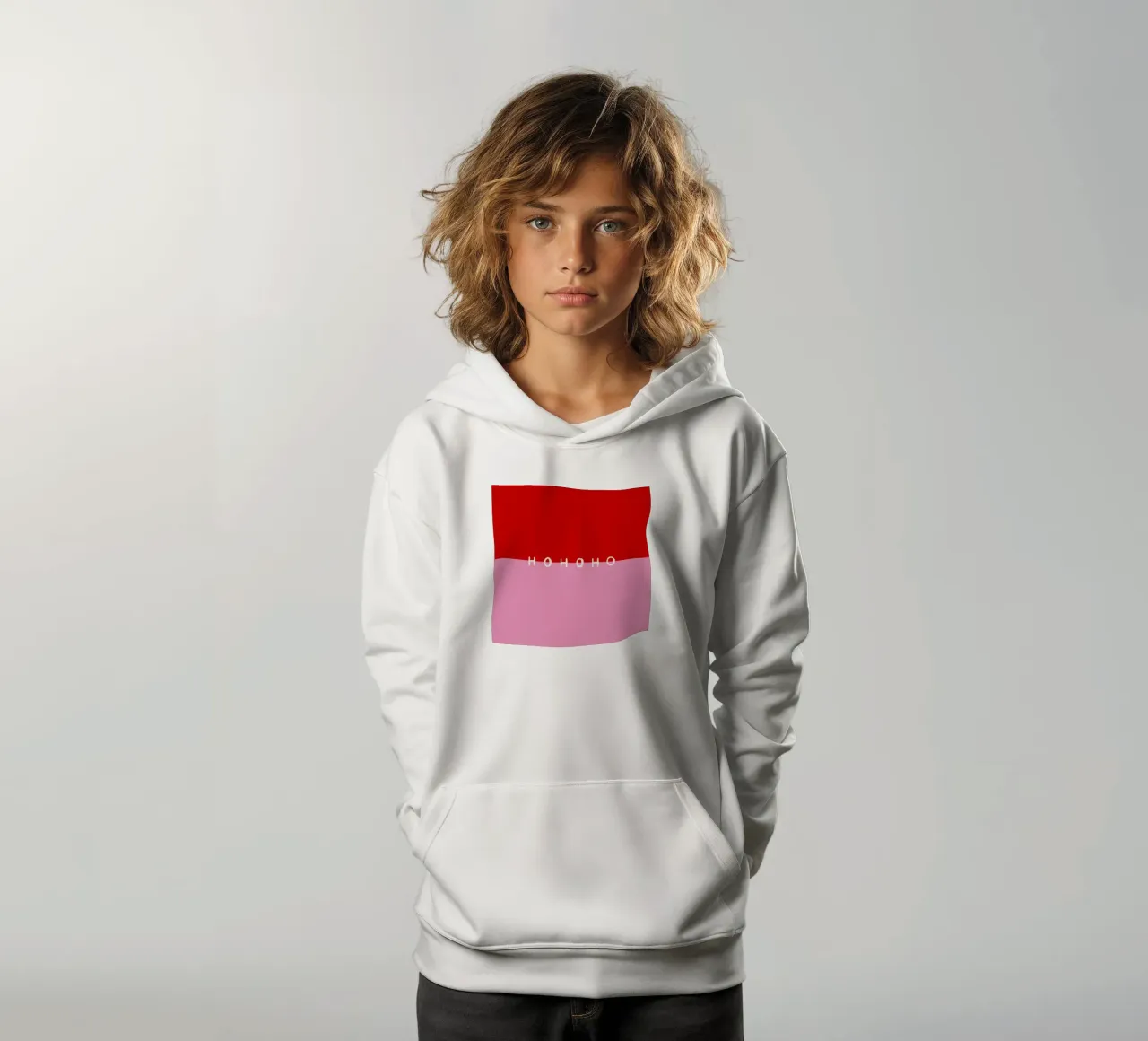 Hohoho Color Block Rot Pink sudadera con capucha para niño de Sophie Augustin Illustration